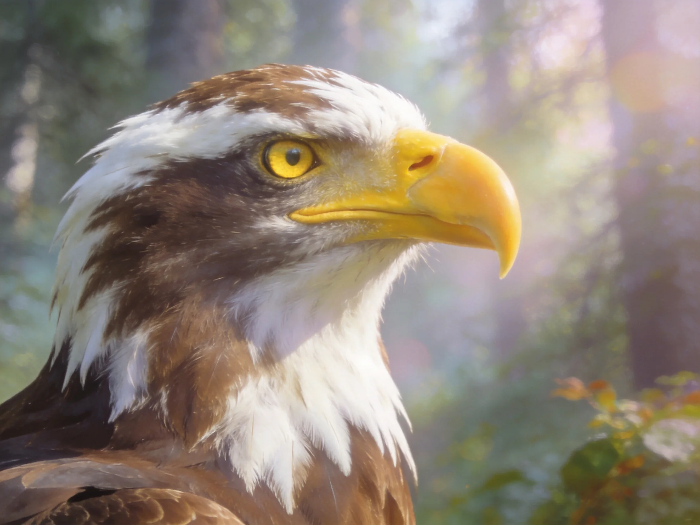 A majestic bald eagle with brown and white plumage