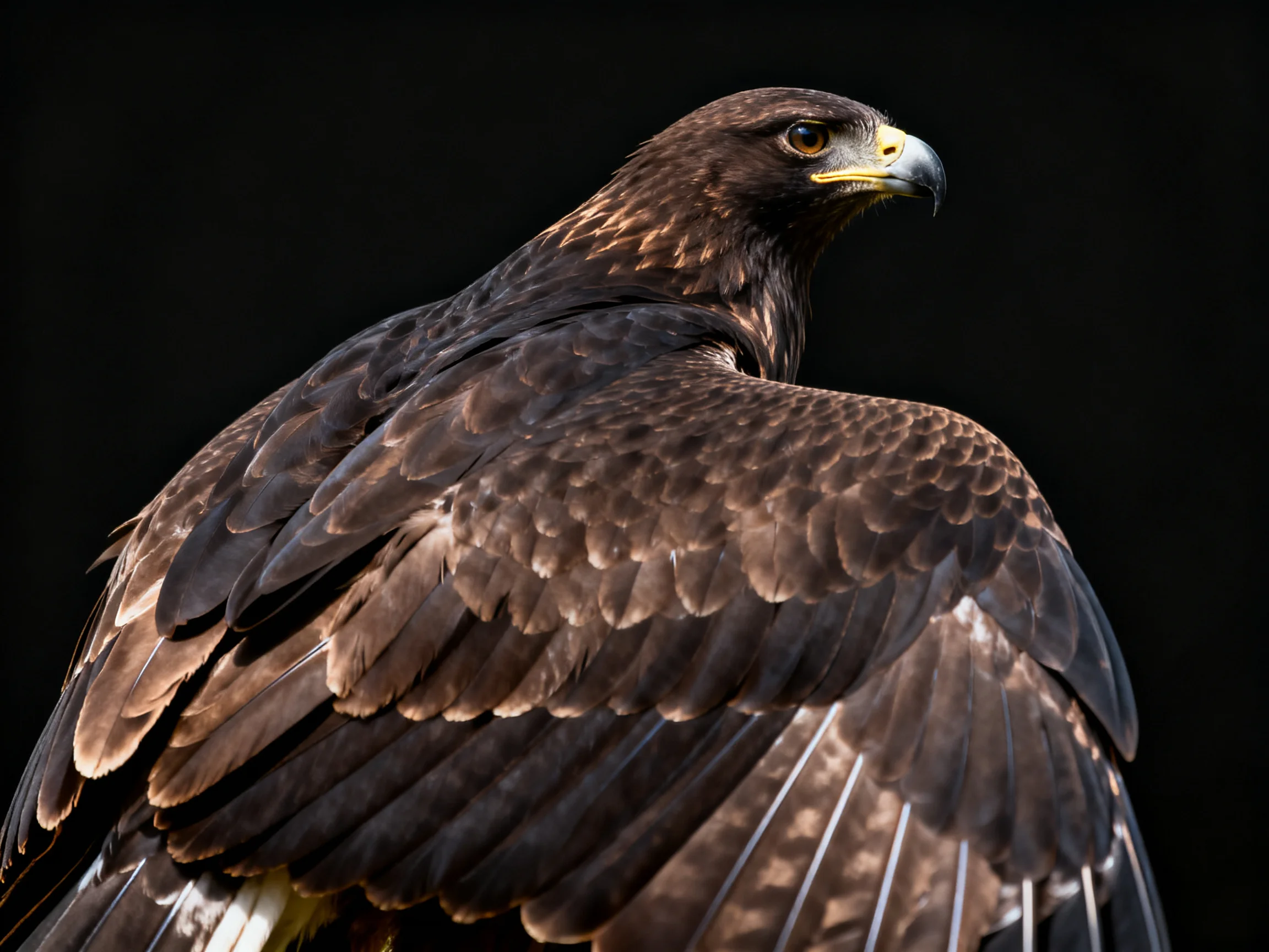 A majestic golden eagle with dark brown plumage