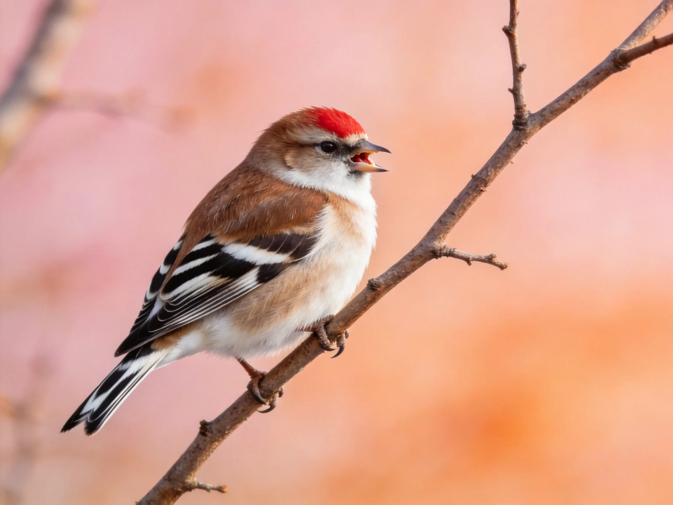 A small bird with red crest perched on a bare branch