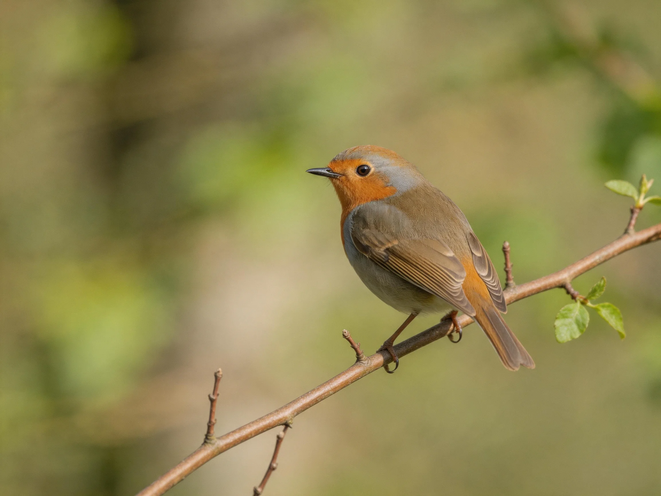 A small orange-breasted bird perched on a slender branch