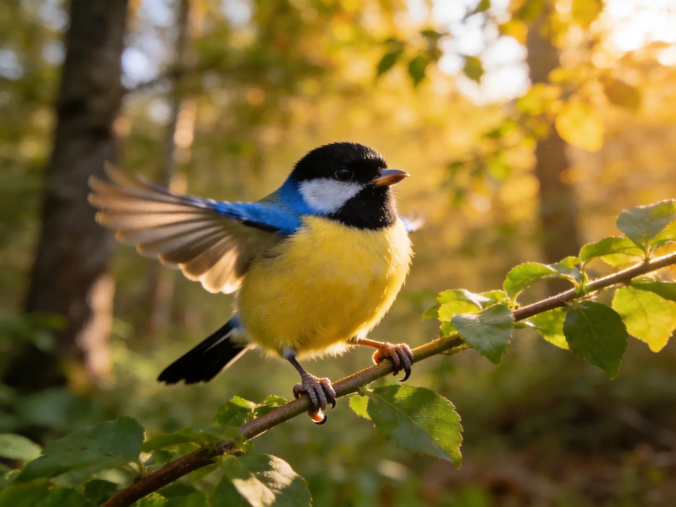 A vibrantly colored bird perched on a tree branch