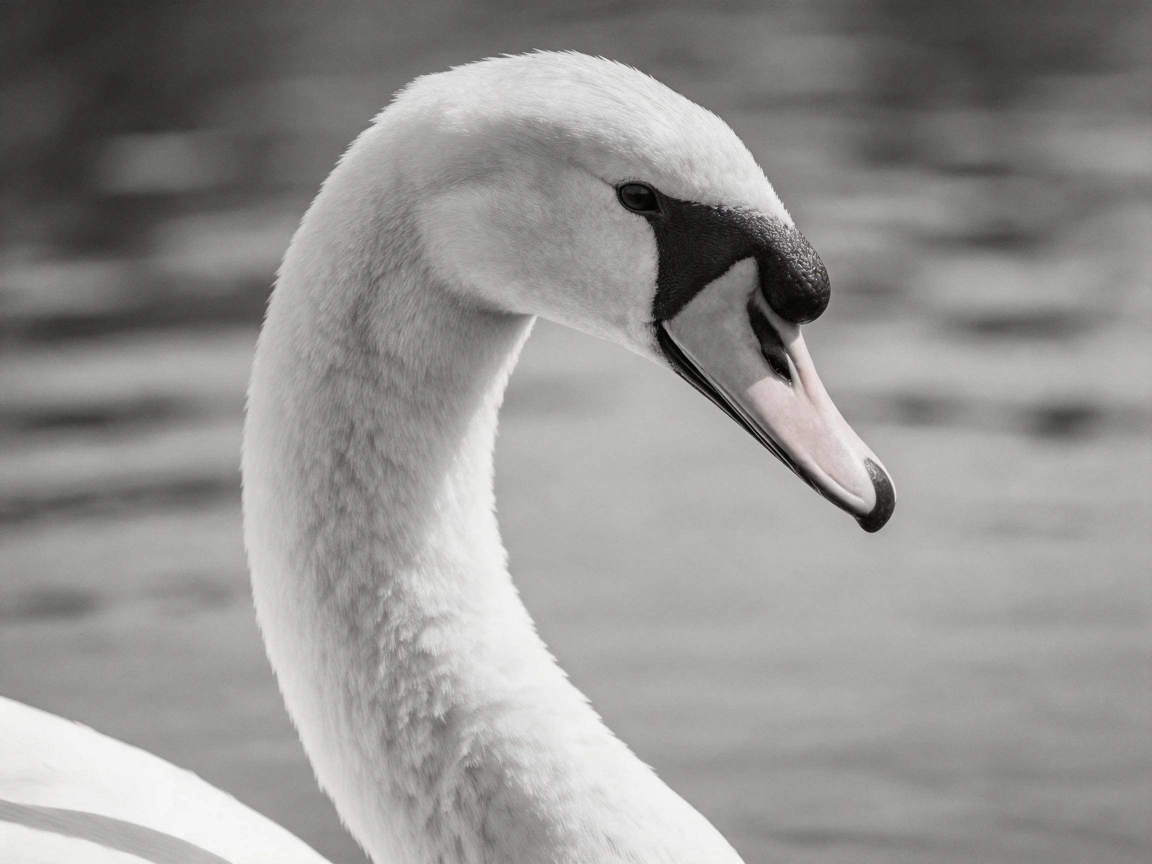 Close - up of a swans head in monochrome photography