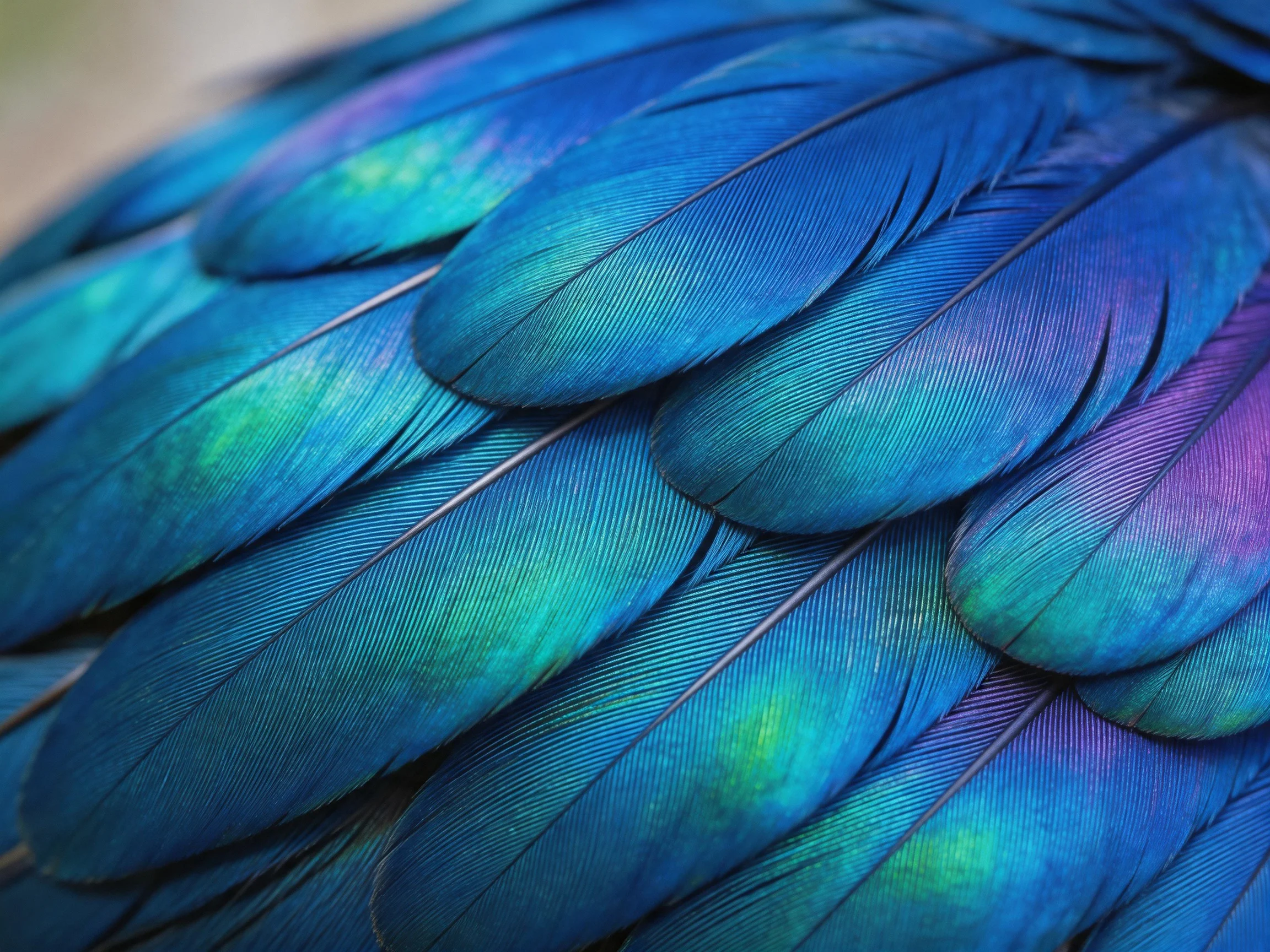 Close-up of vibrant blue-purple iridescent feathers