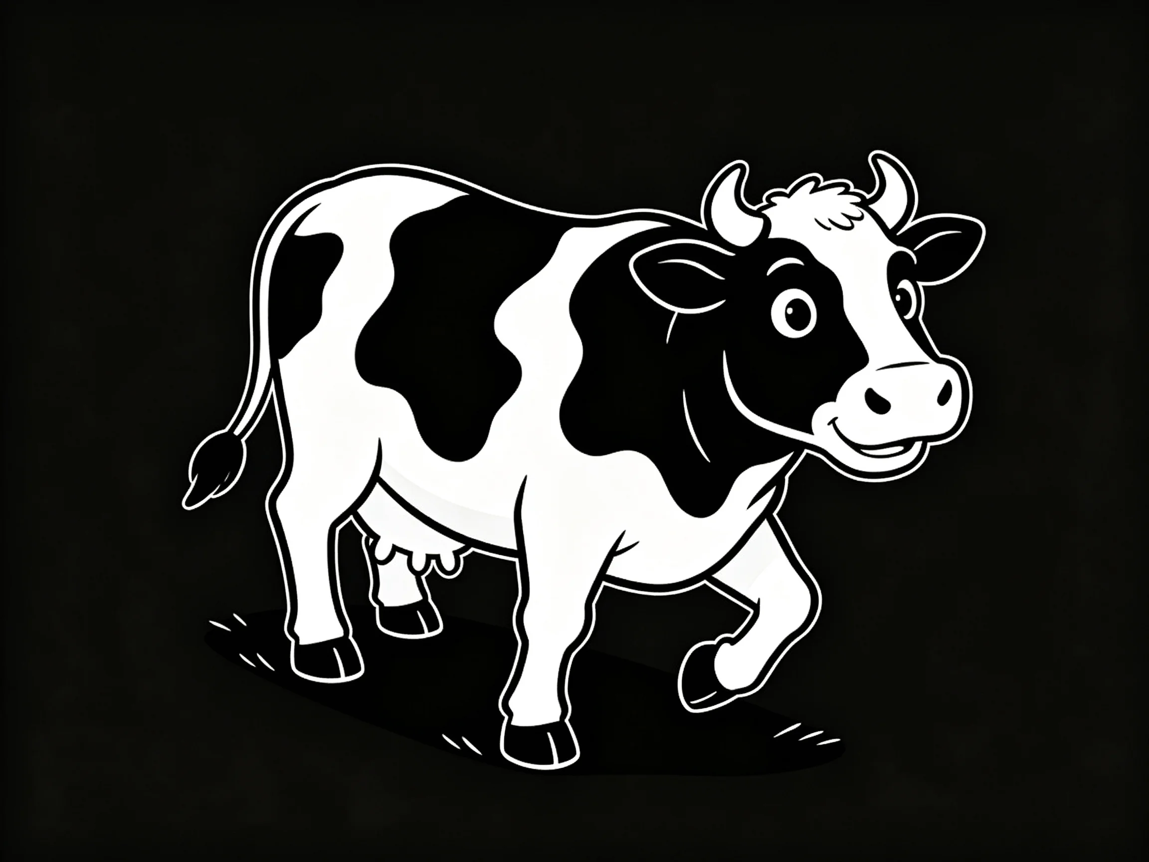Black and white spotted cartoon cow illustration