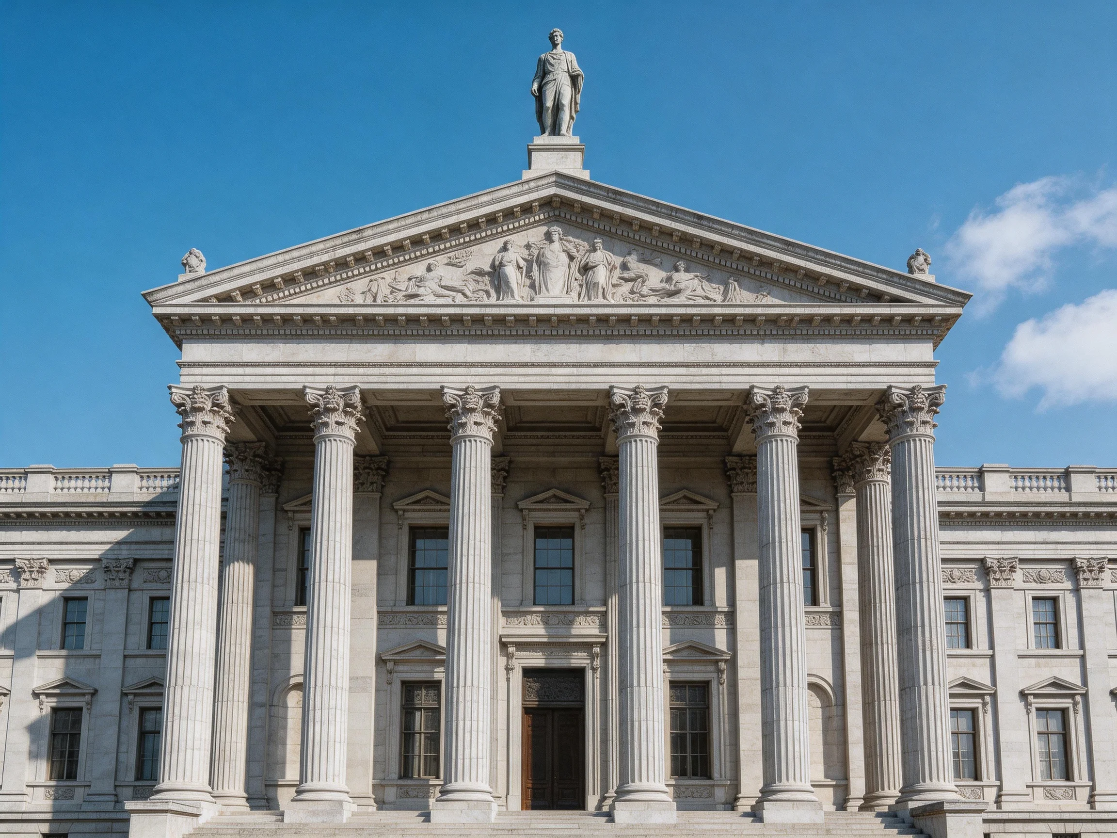 A grand neoclassical government building with tall columns