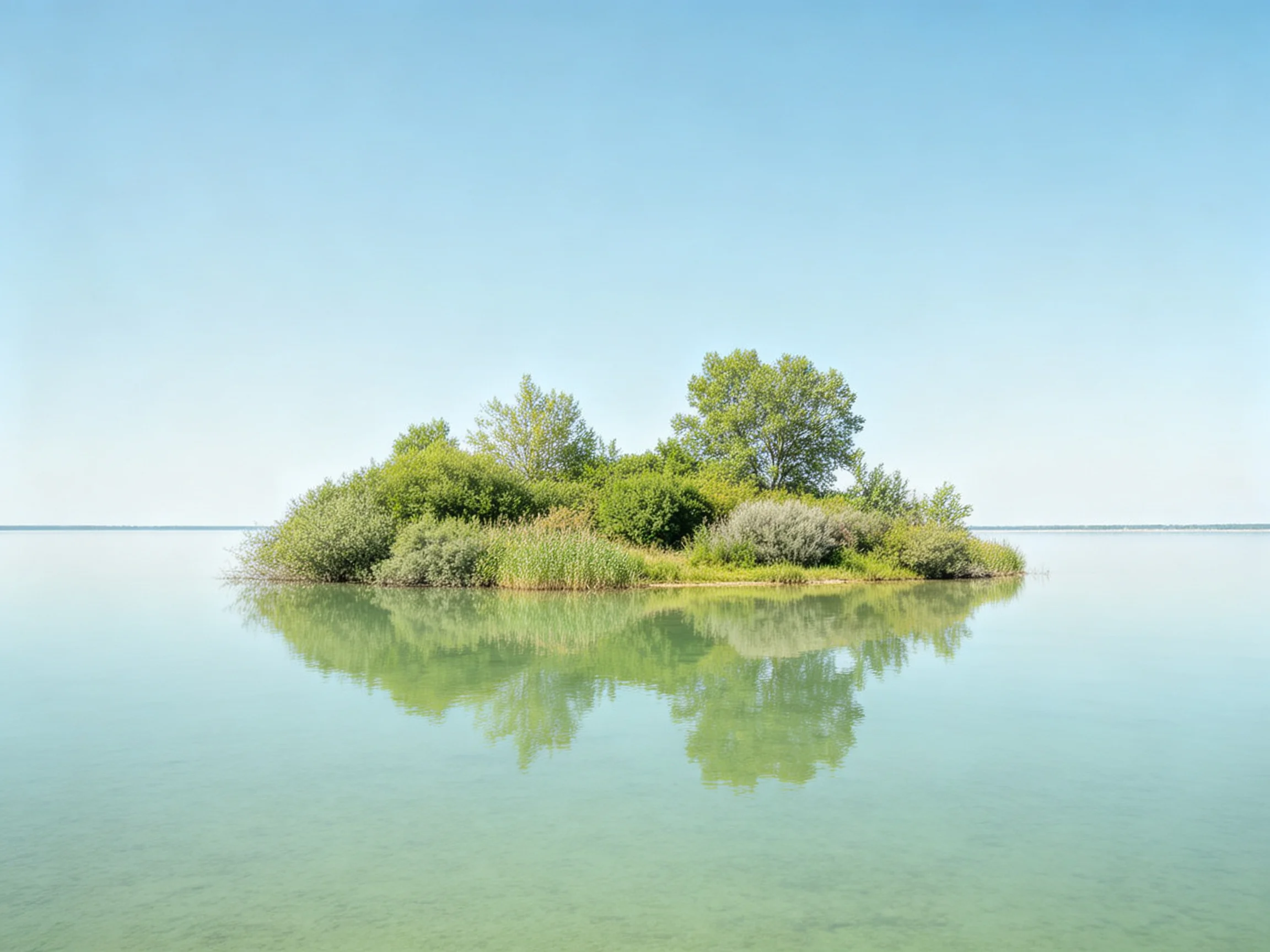 A lush green island amidst calm turquoise waters