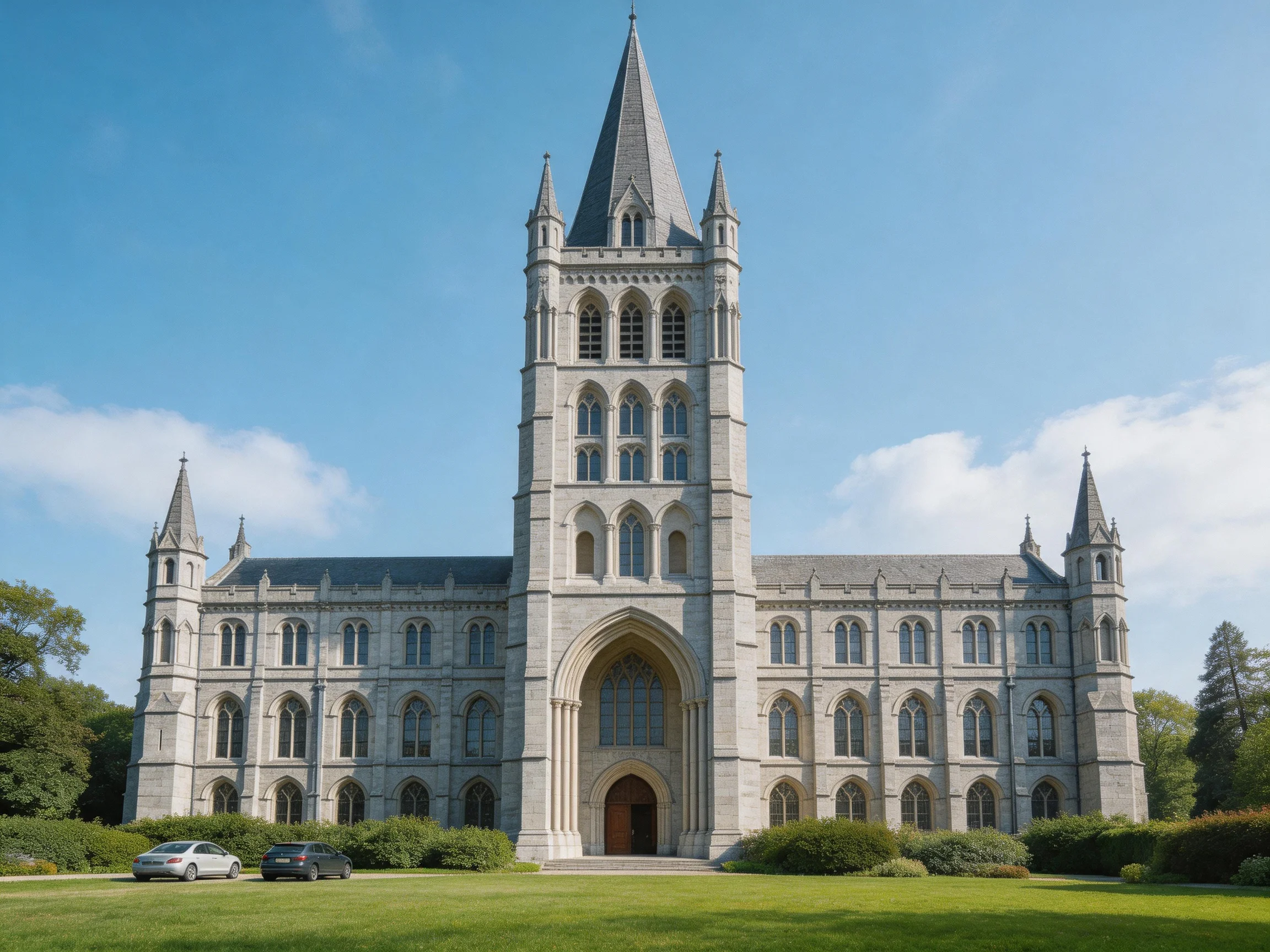A magnificent stone cathedral with tall central tower
