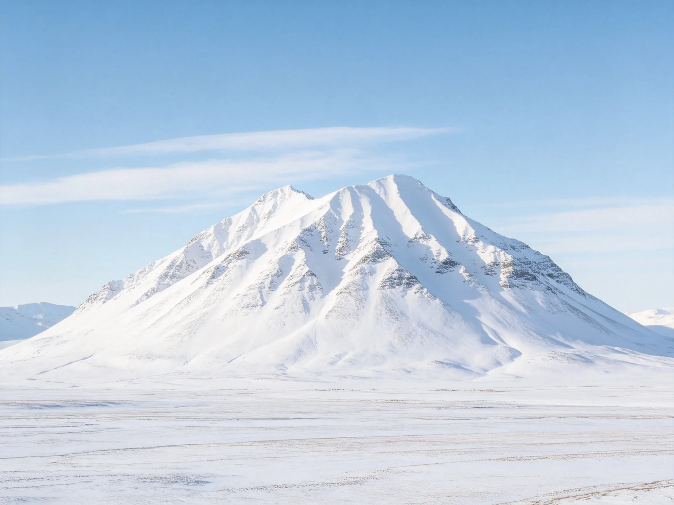 A snow - capped mountain under a clear blue sky