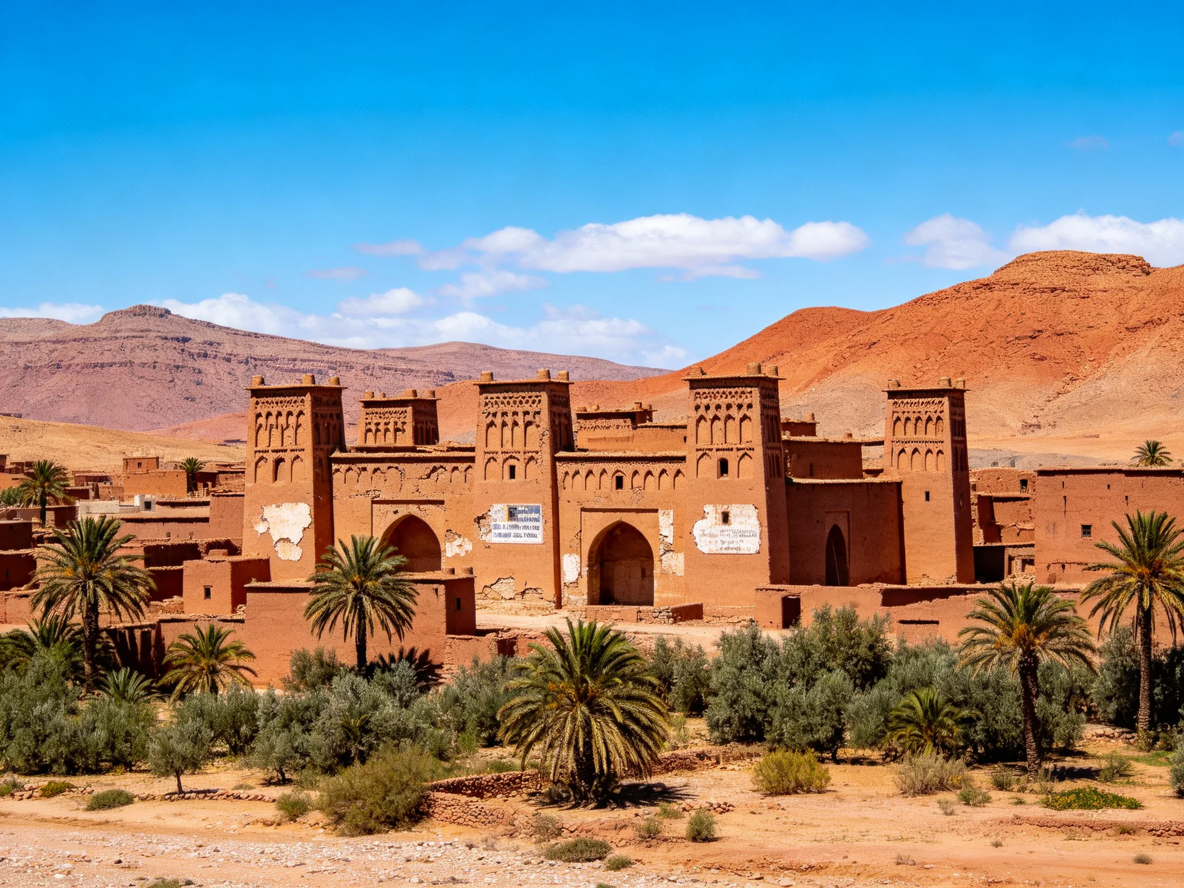 Ancient Clay Fortress in Red Desert Landscape
