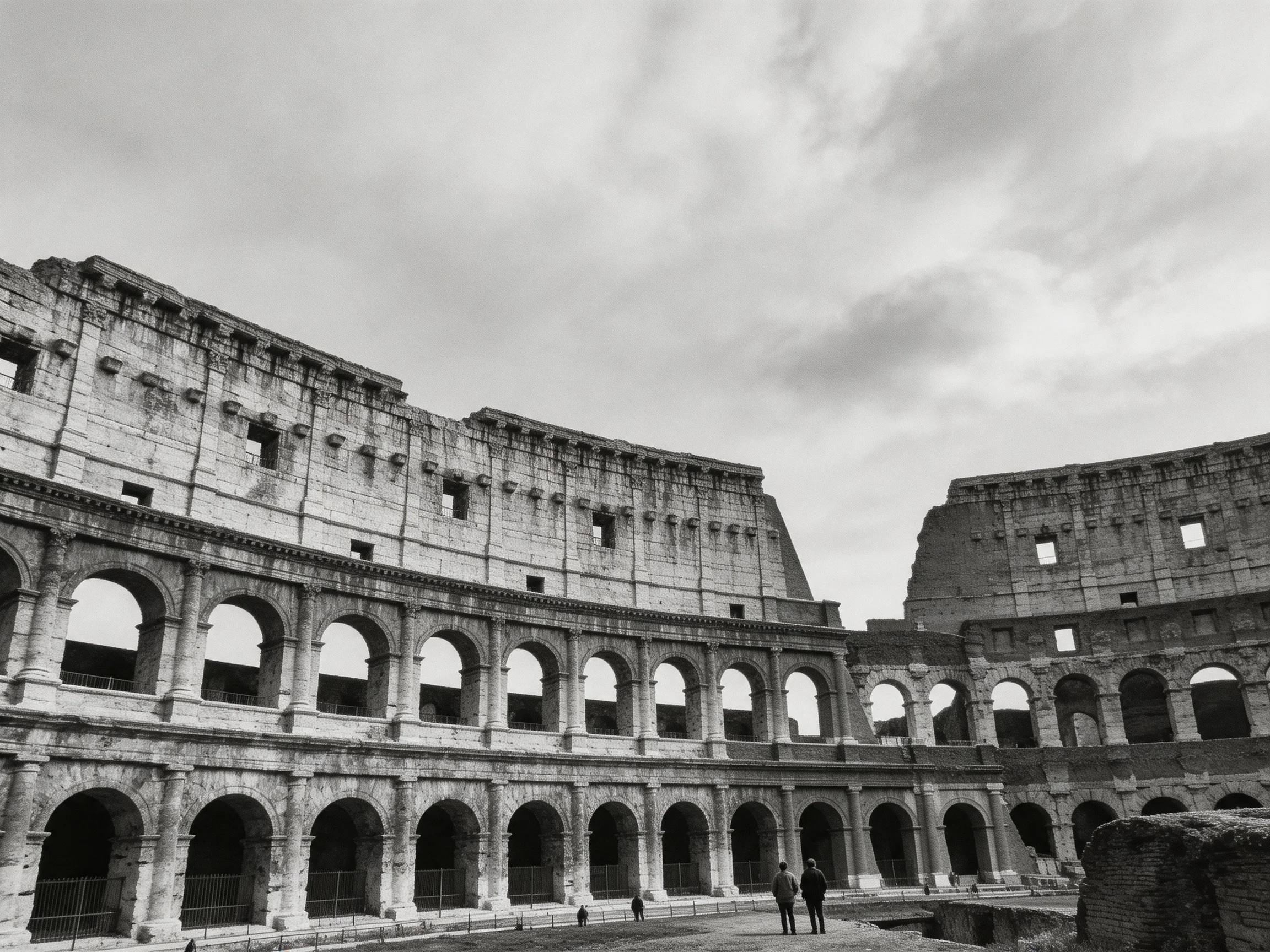 Ancient Colosseum Ruins in Monochrome Photography