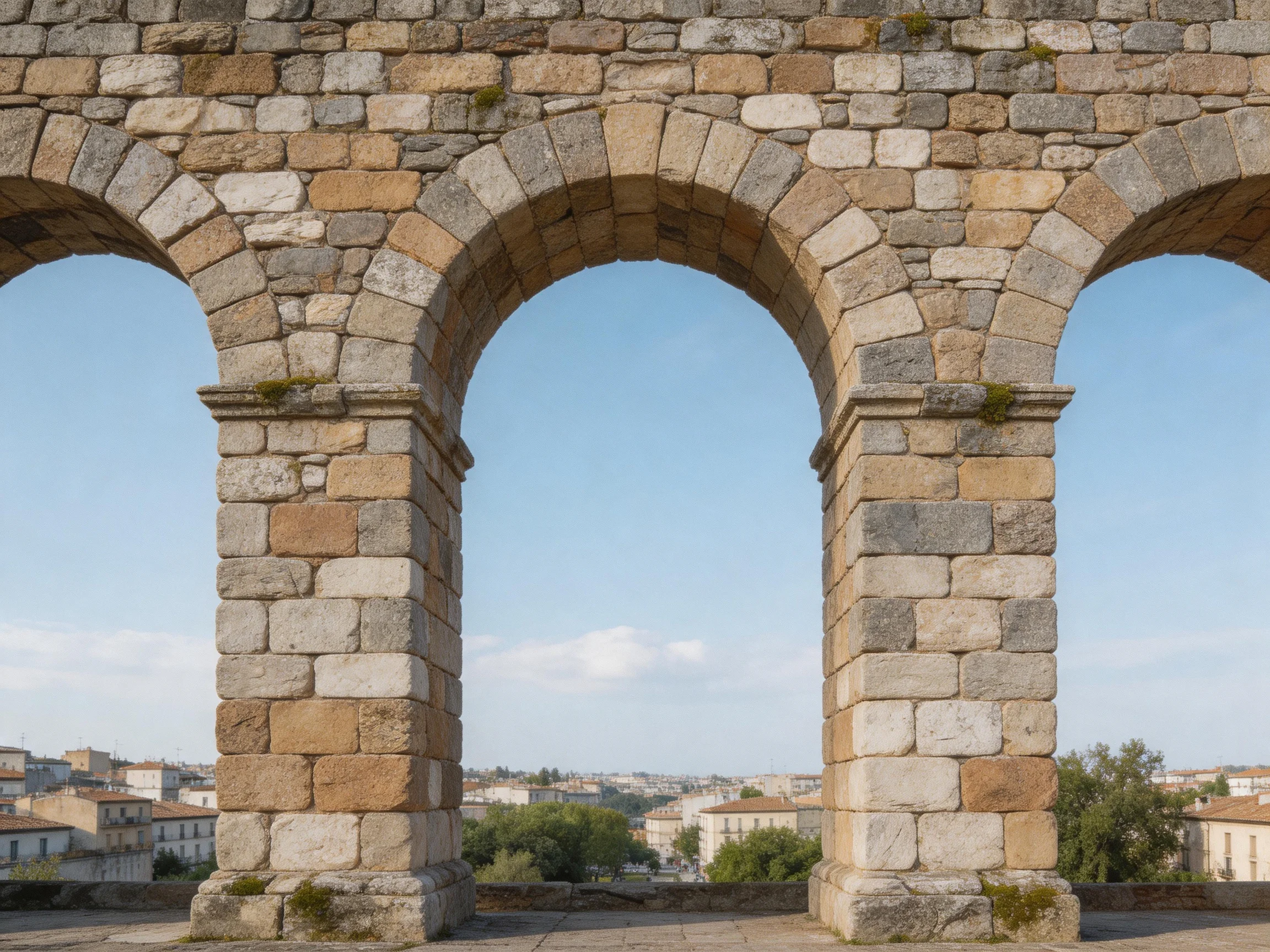 Ancient Stone Aqueduct with Three Arched Openings