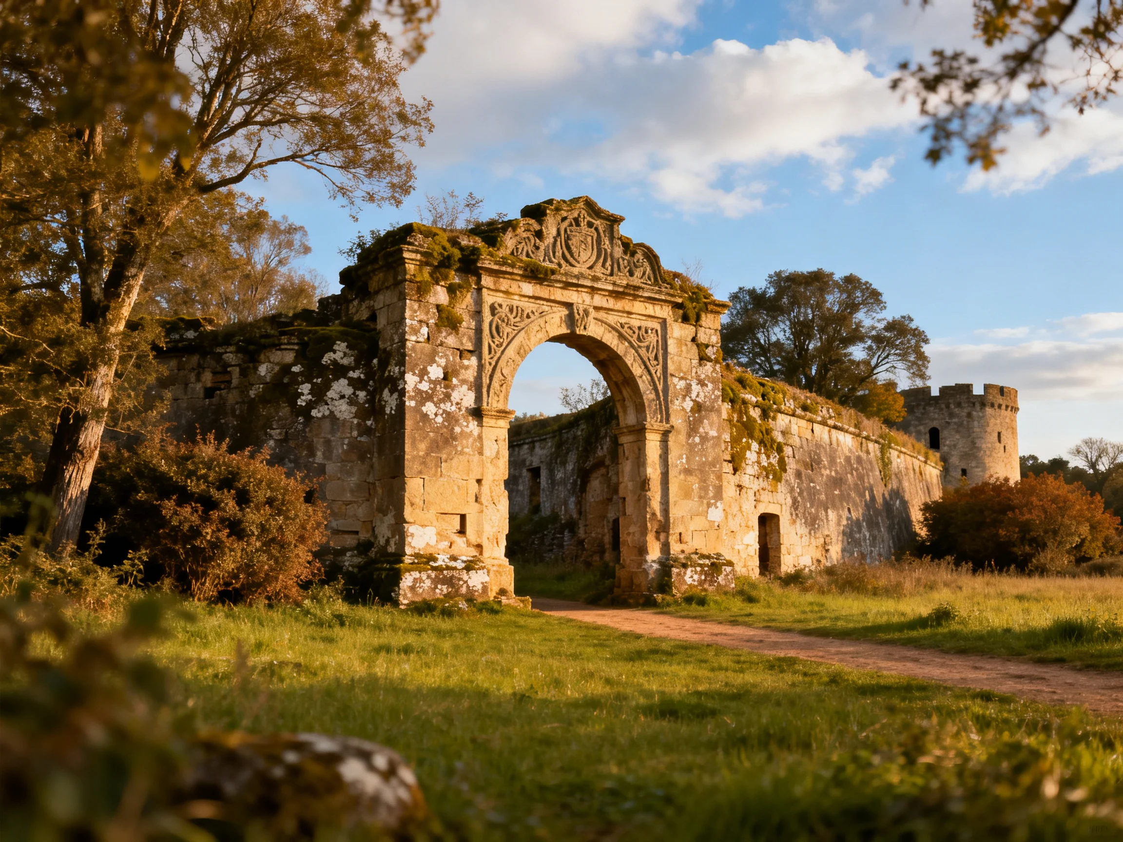 Ancient Stone Archway in Historic Ruins with Natural Surroundings