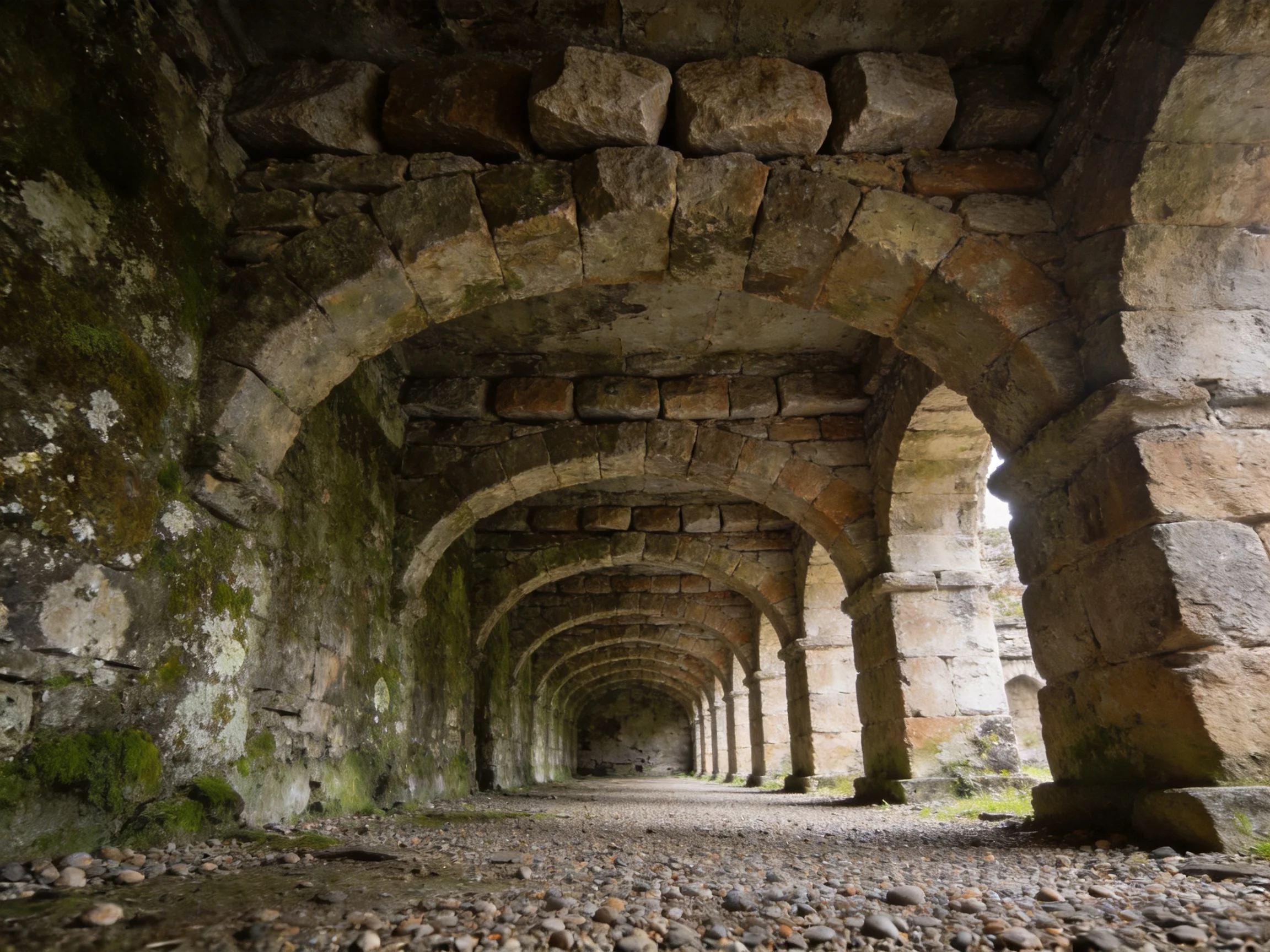 Ancient Stone Archway with Sequential Arched Passages