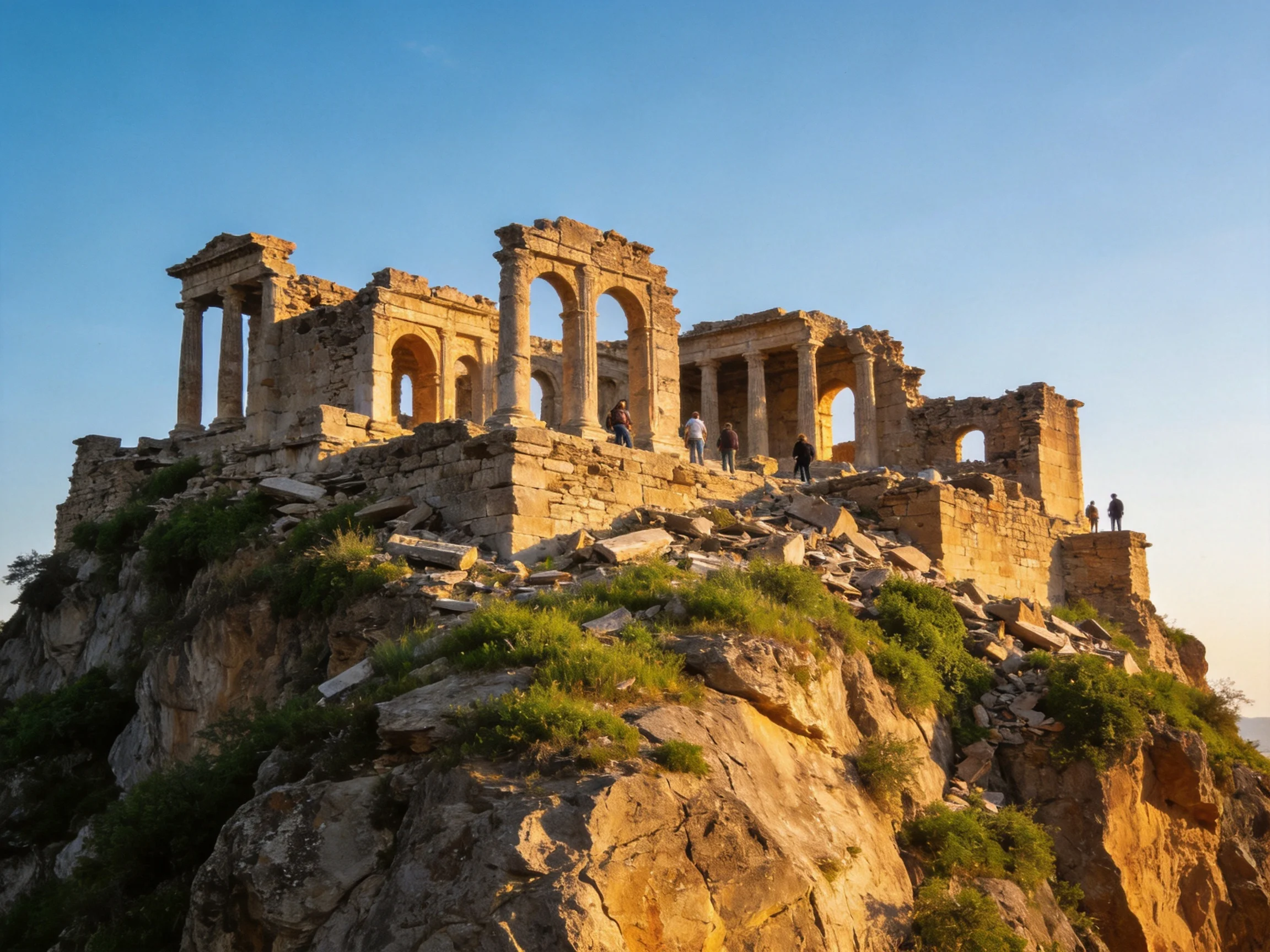 Ancient Temple Ruins on a Rocky Hilltop