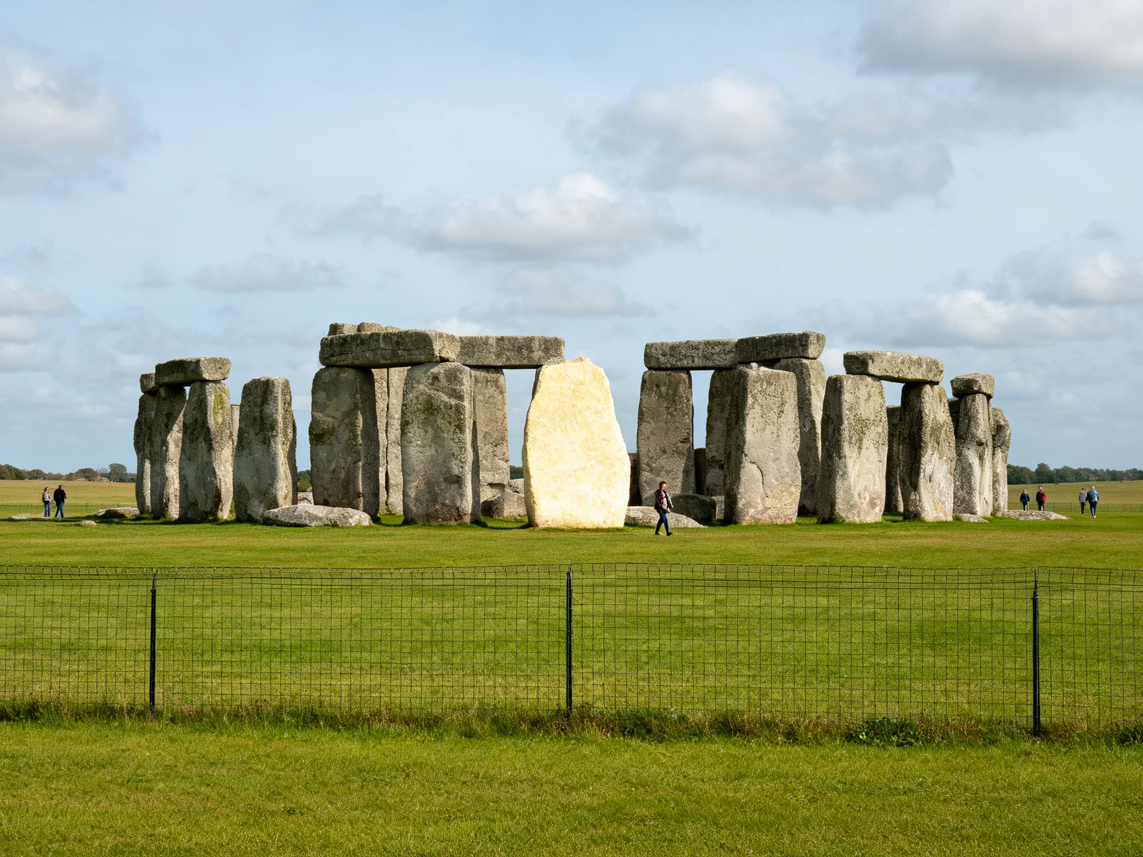 Ancient stone monument with massive gray stones and green meadow