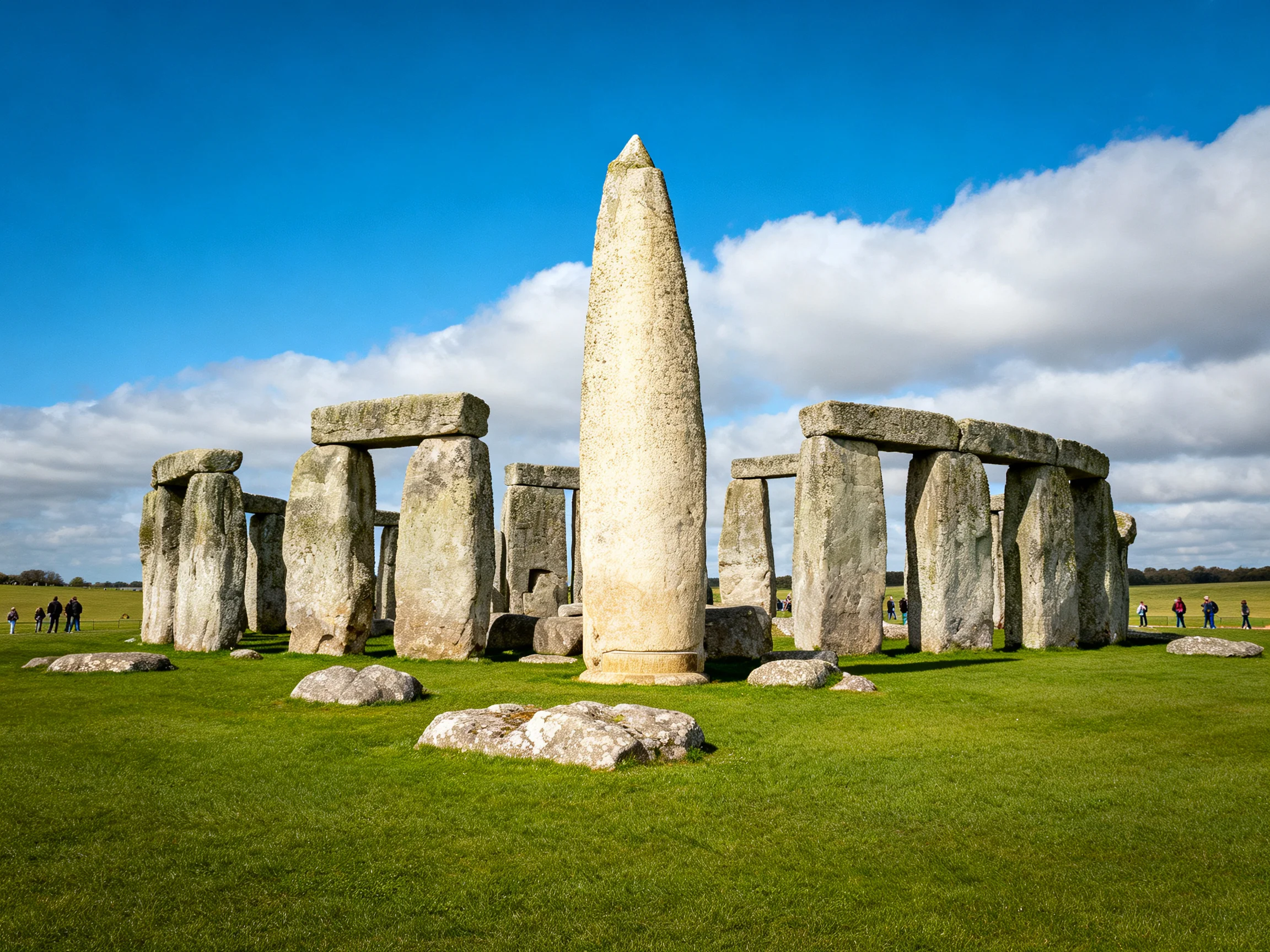 Ancient stone monument with massive upright stones under sunny sky