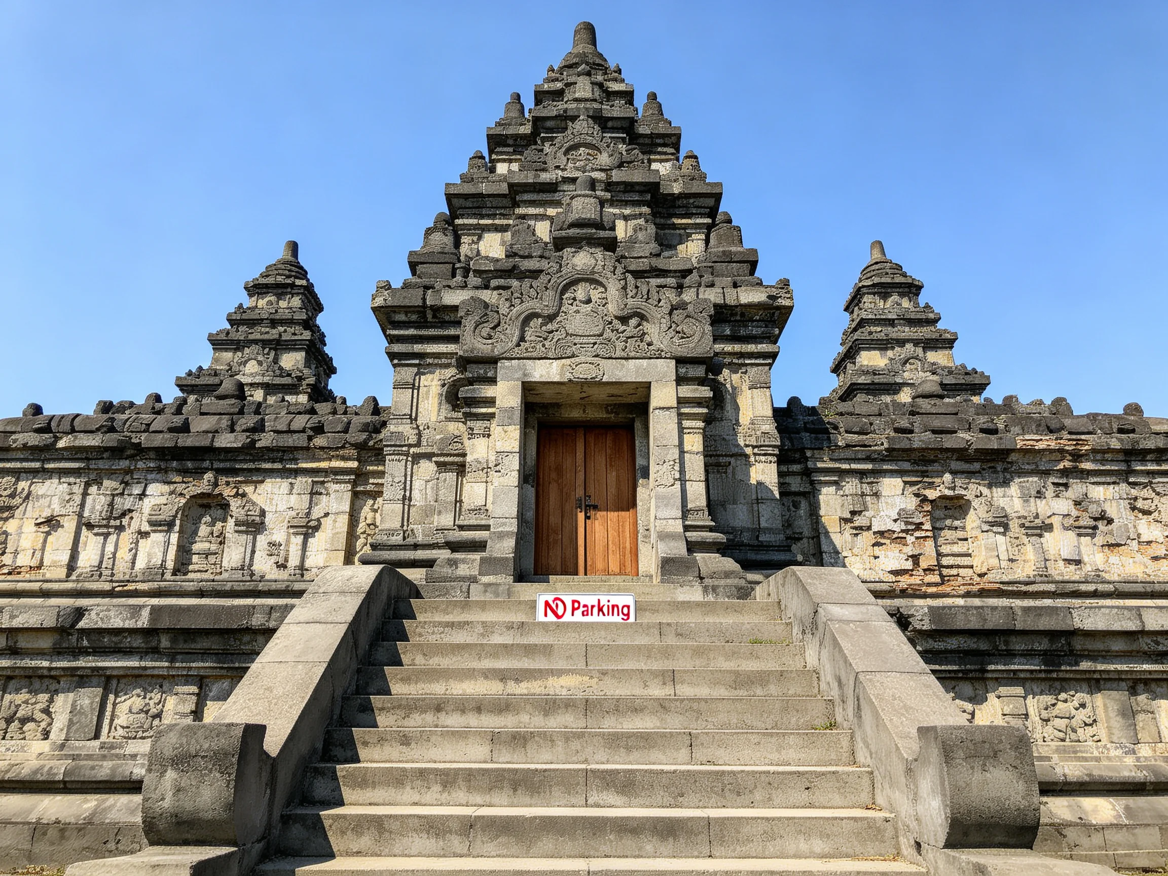 Ancient stone temple with intricate carvings and stone staircase