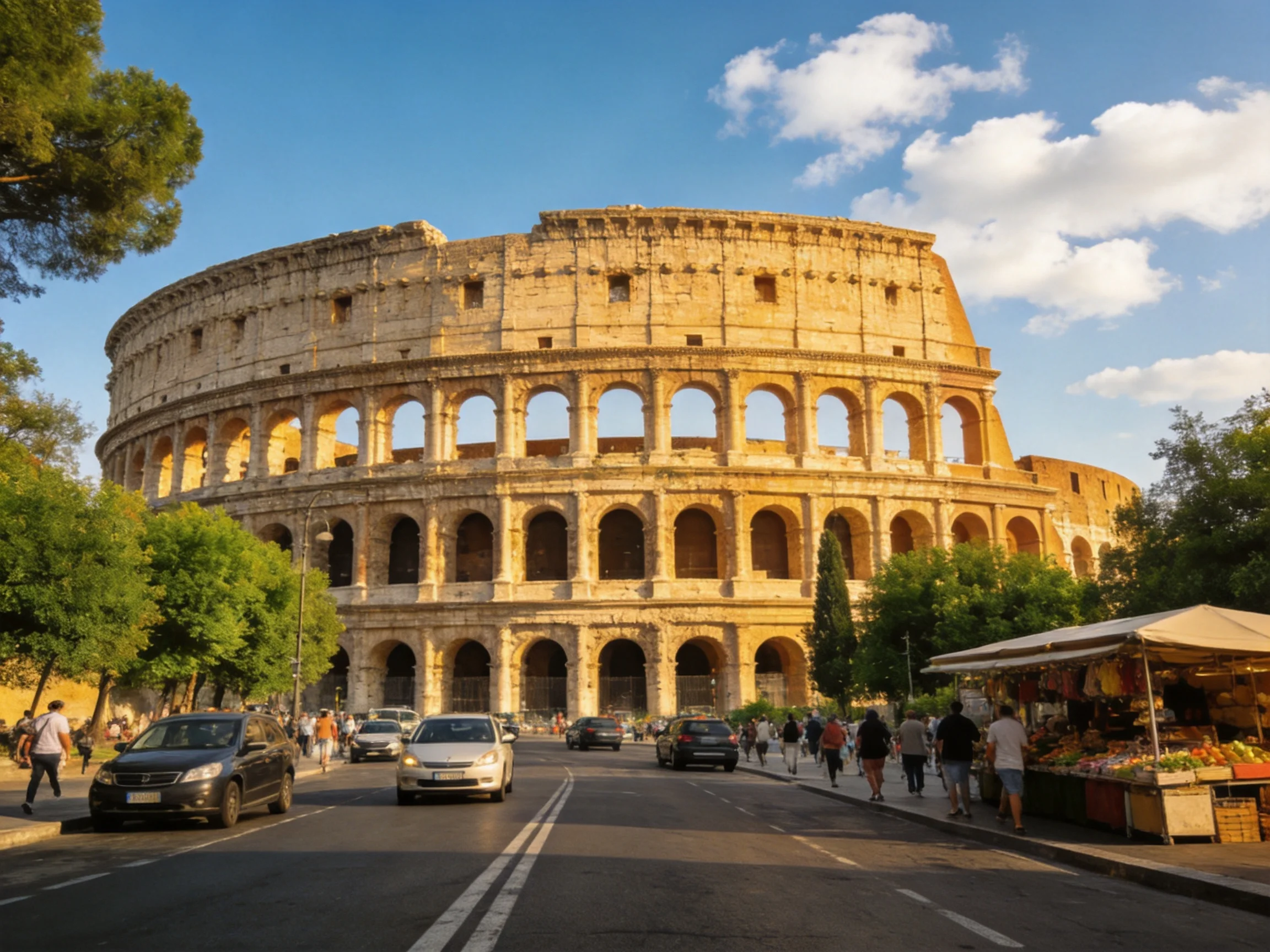 Historic Colosseum with Stone Facade and Sunny Atmosphere