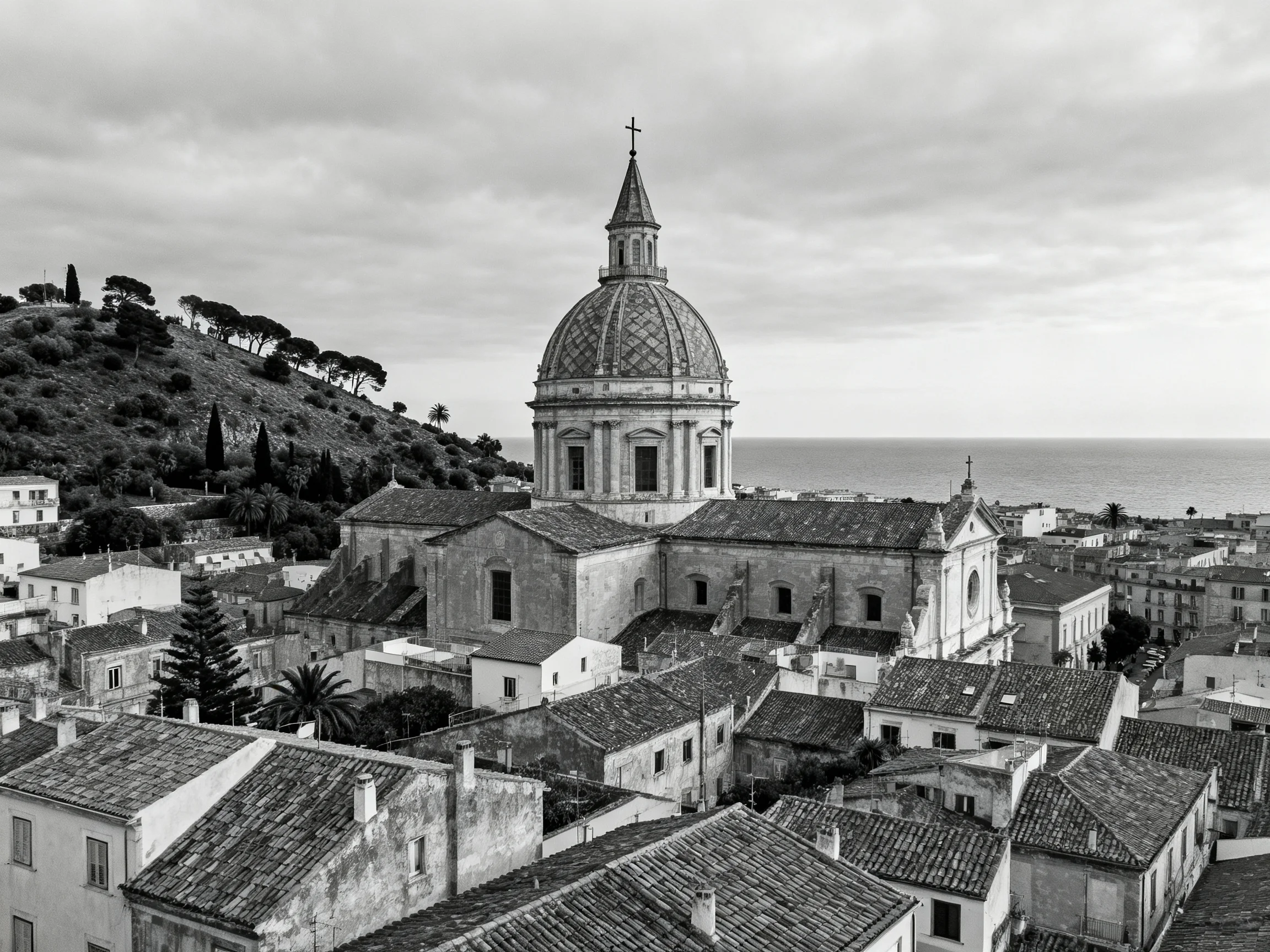 Historic domed church overlooks ancient coastal town
