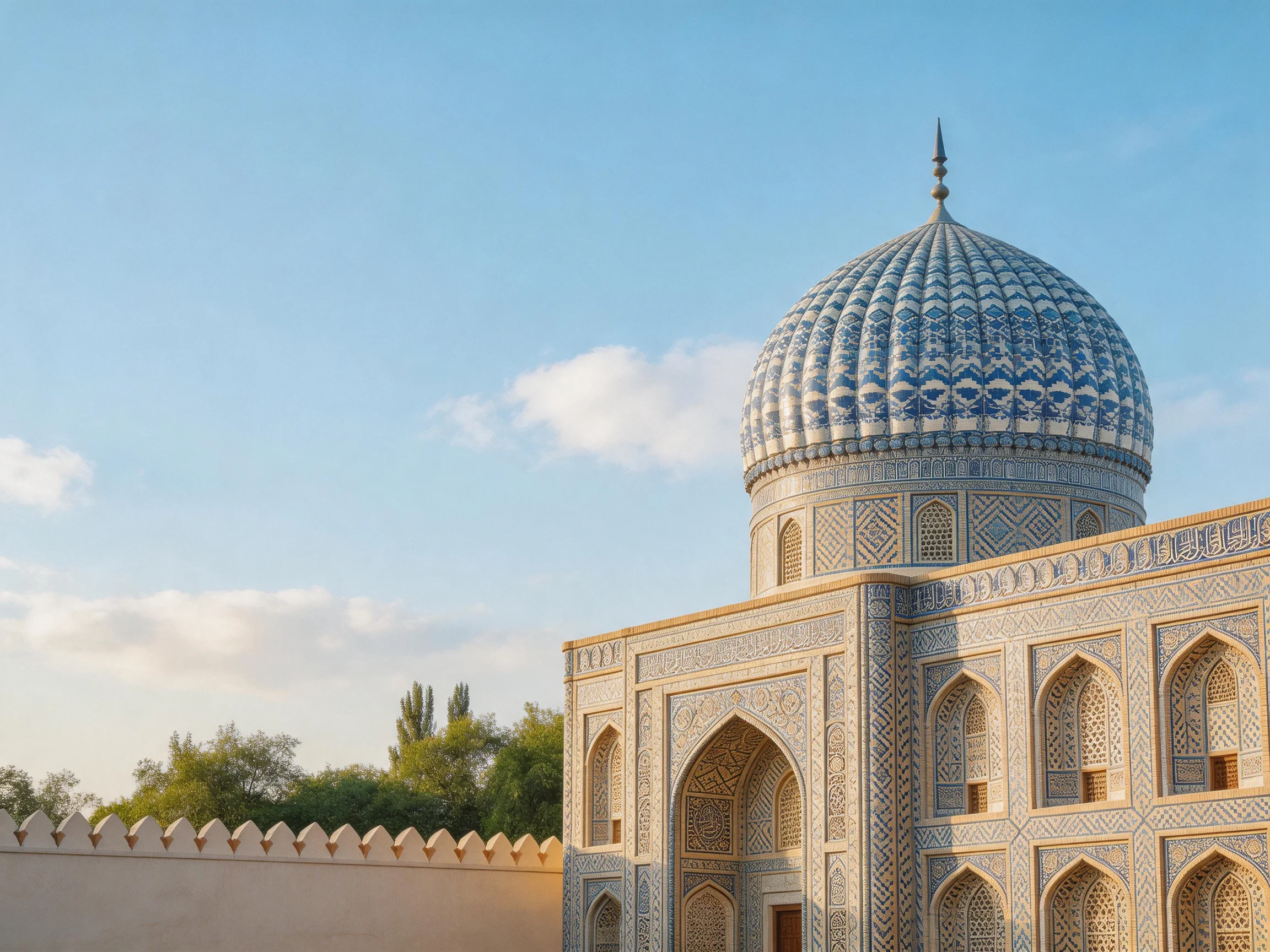 Historical Mausoleum with Elaborate Blue Tile Dome