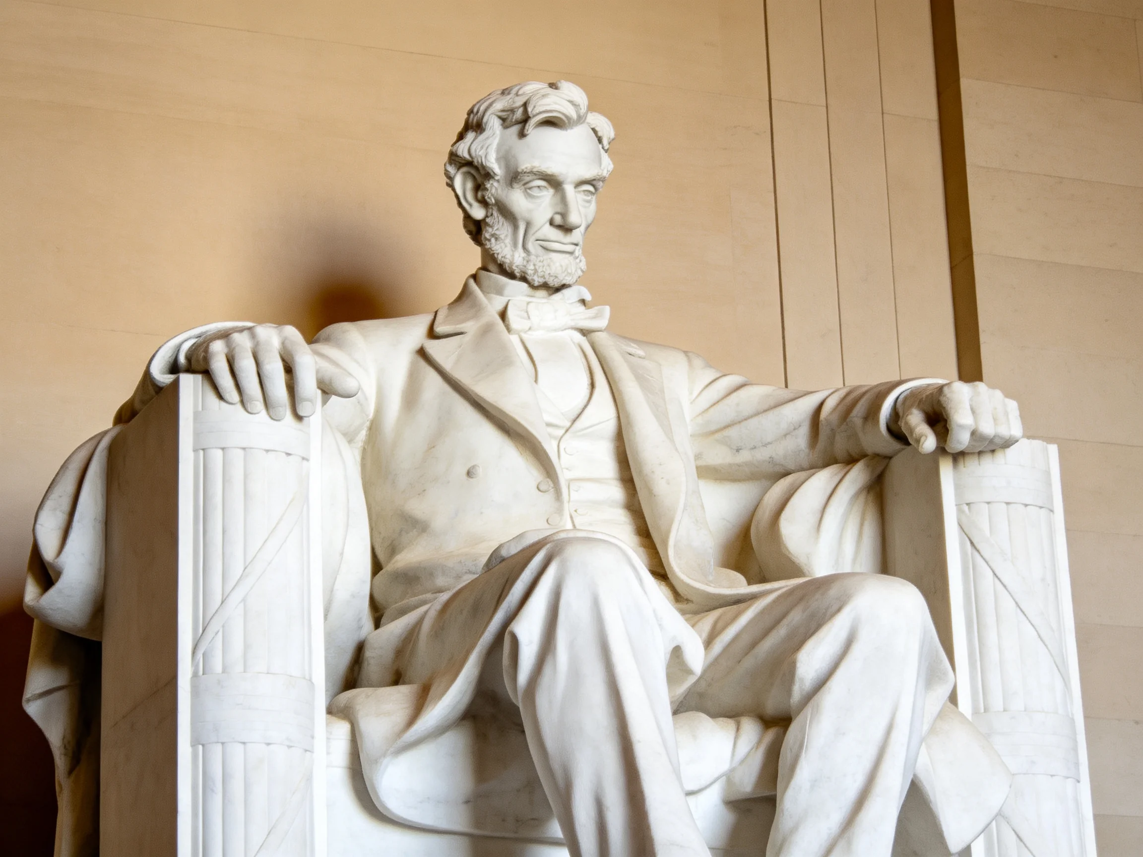Lincoln Memorials White Marble Statue of President Lincoln