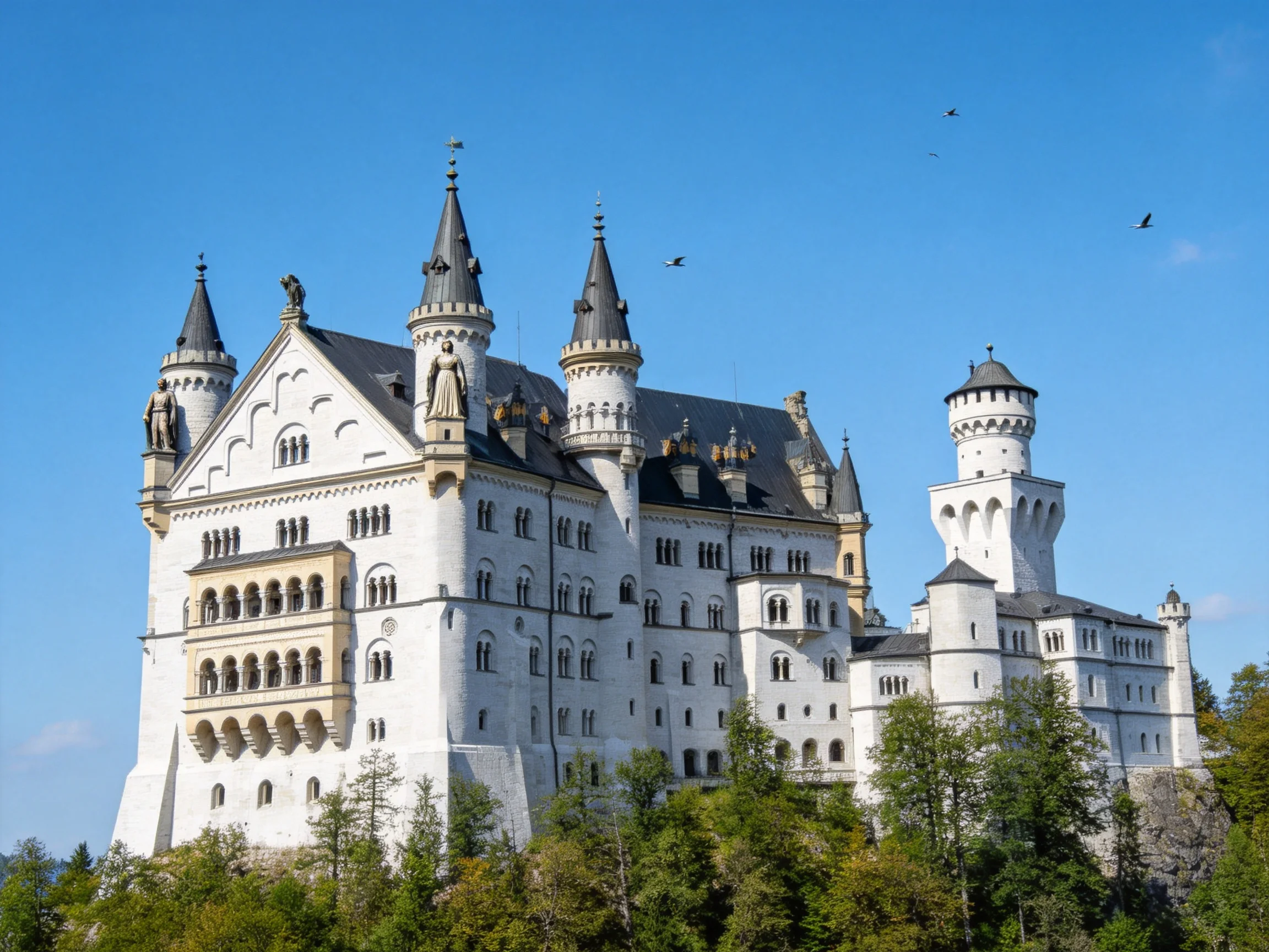 Neuschwanstein Castle: A Majestic White Fortress on a Hilltop