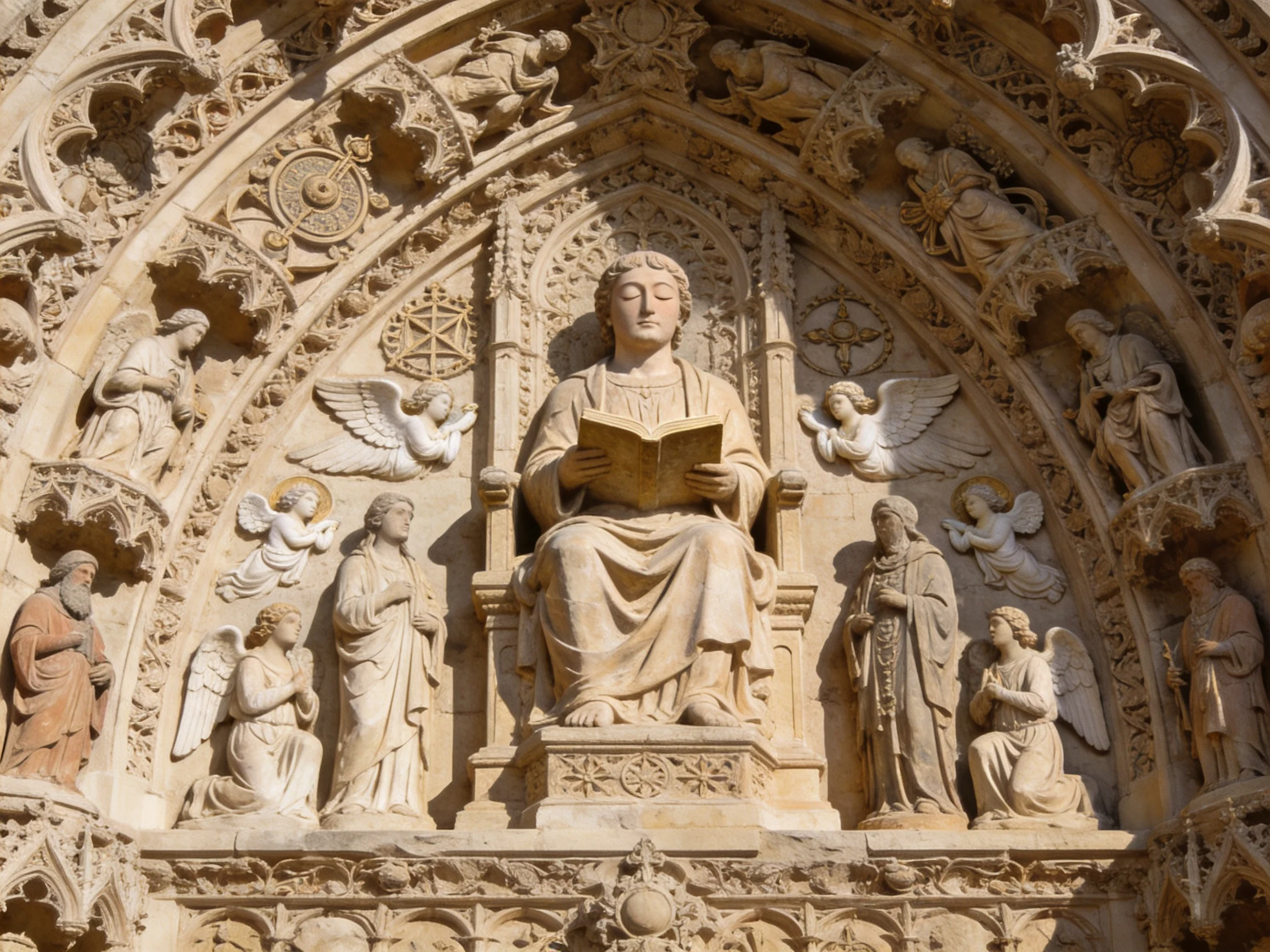 Ornate Medieval Stone Carving of Religious Figures