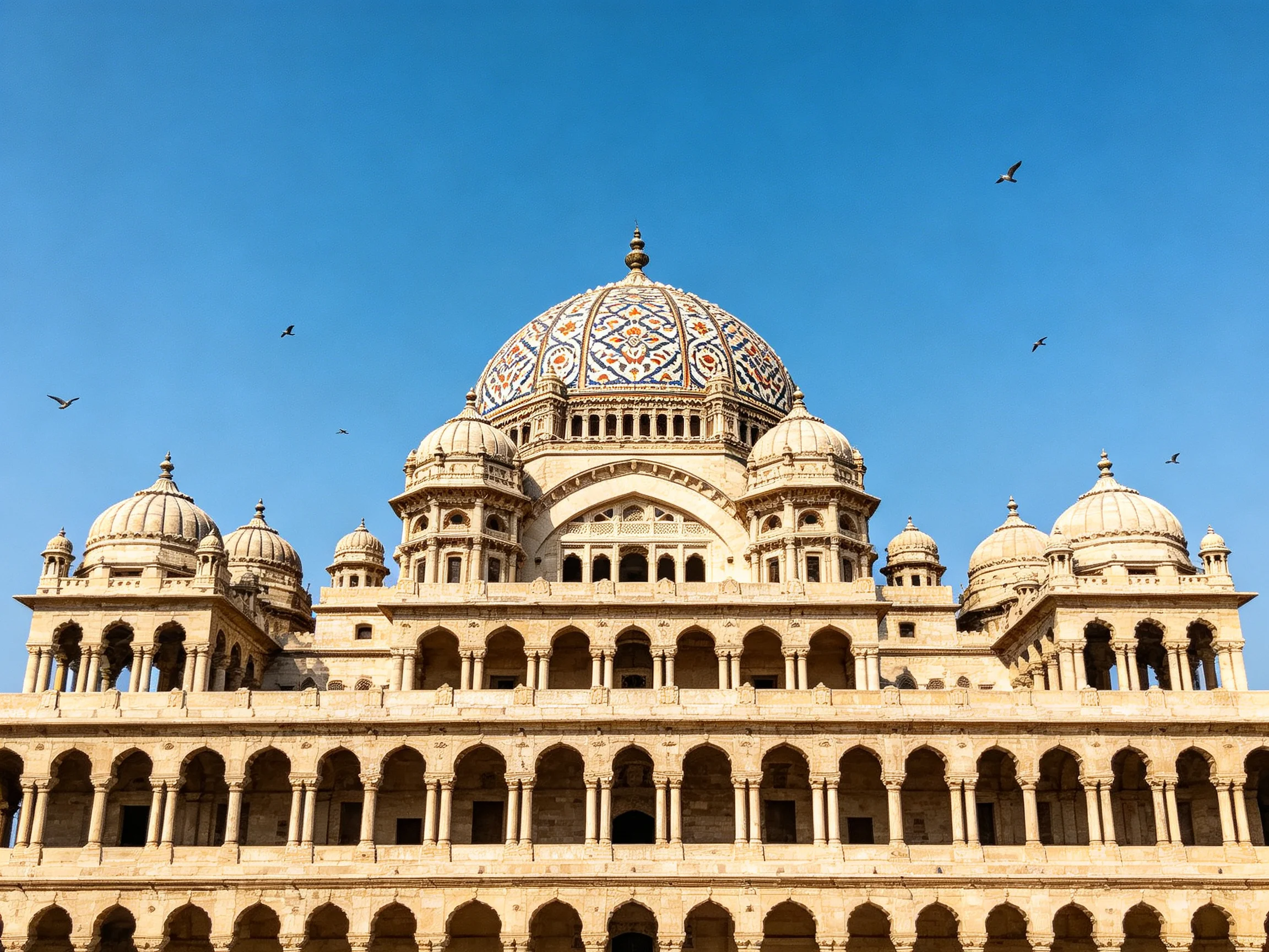 Ornate domed historical building under clear blue sky