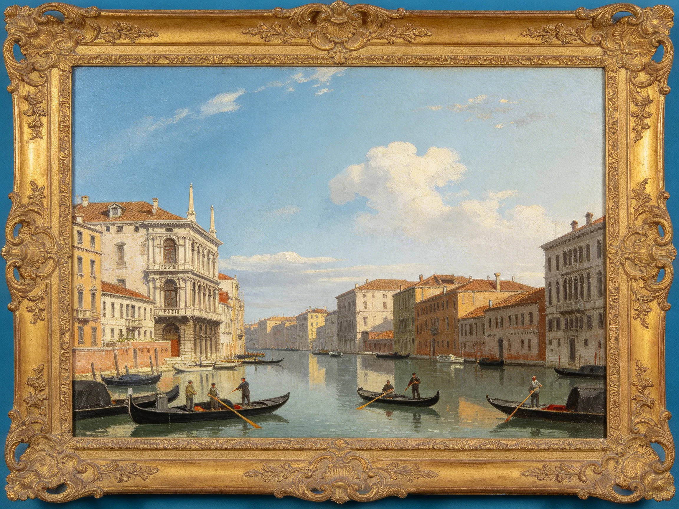 Venetian Canal Scene with Gondolas and Historic Architecture