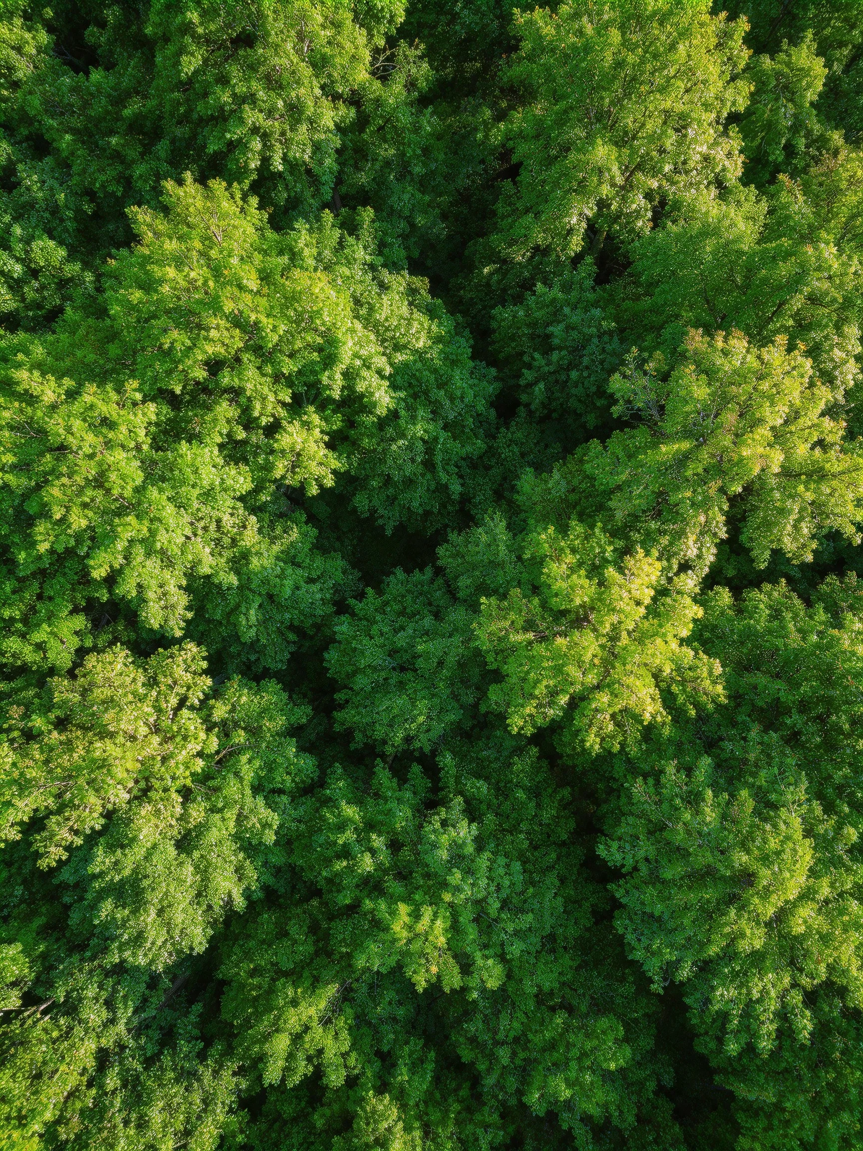 Dense canopy of vibrant green foliage viewed from above