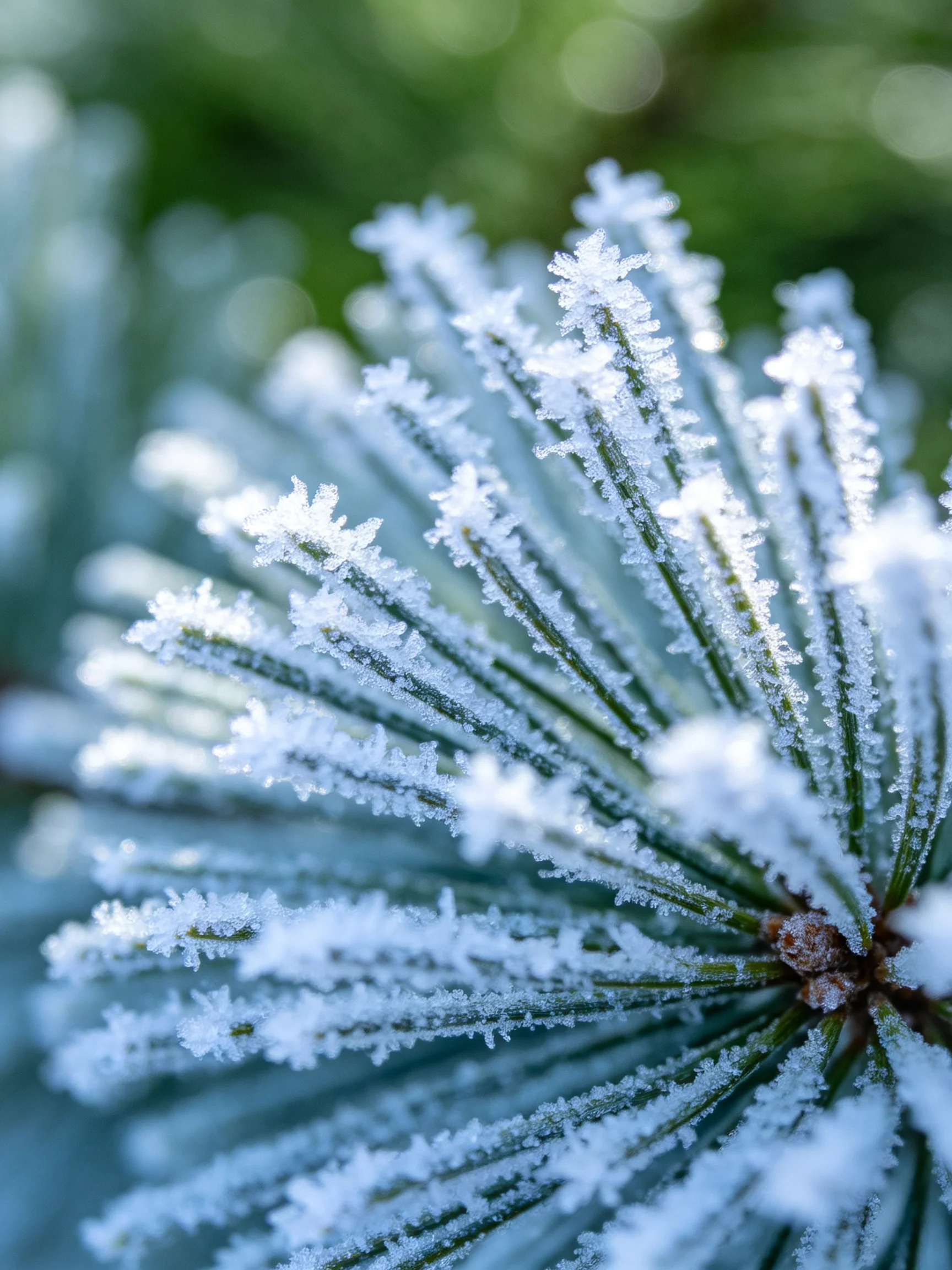 Frost - Coated Pine Needles with Sparkling Ice Formations