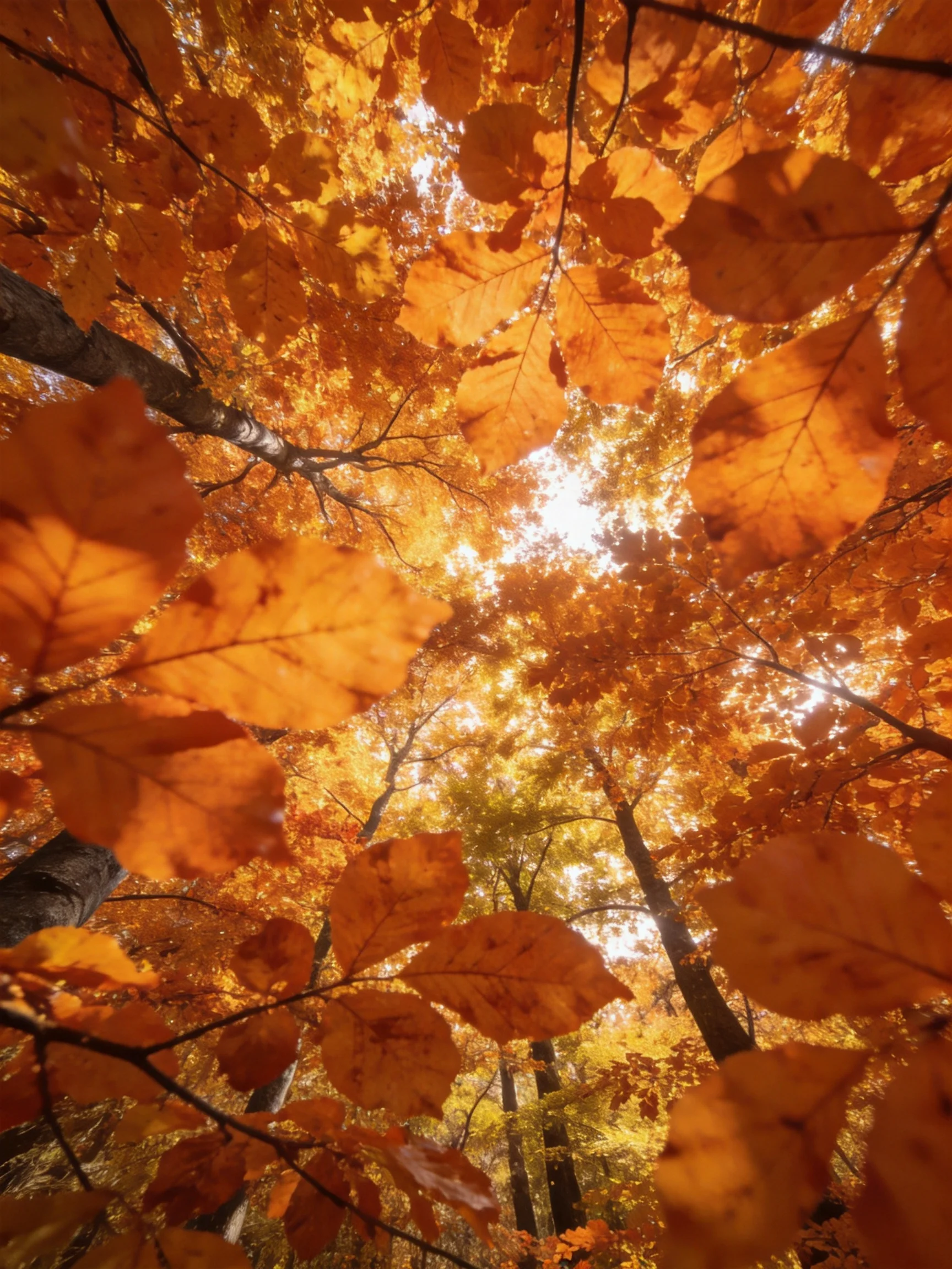 Golden Autumn Leaves Fill the Forest Canopy