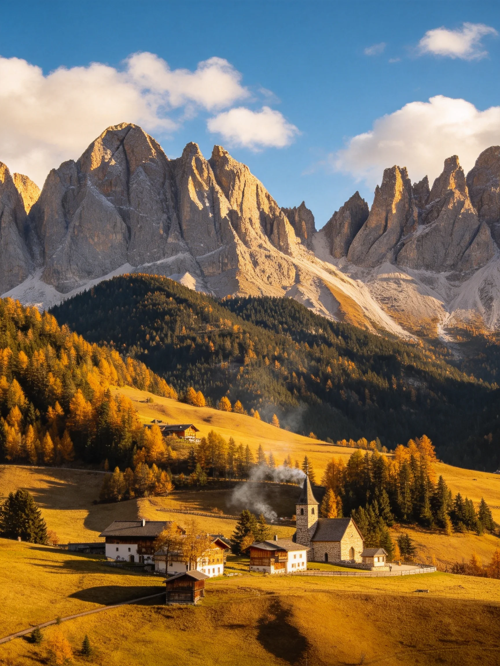 Golden Valley Village with Majestic Mountain Peaks
