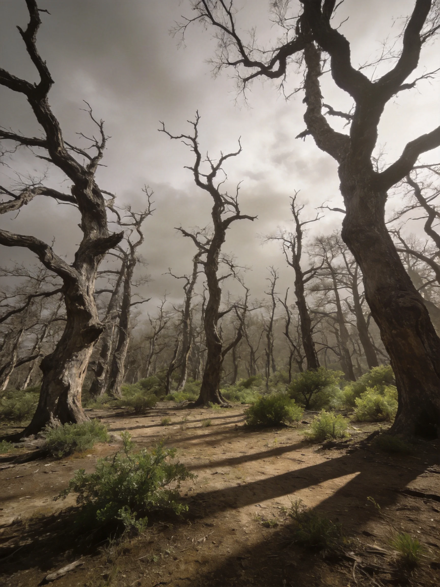 Twisted Bare Trees in a Moody Forest Landscape