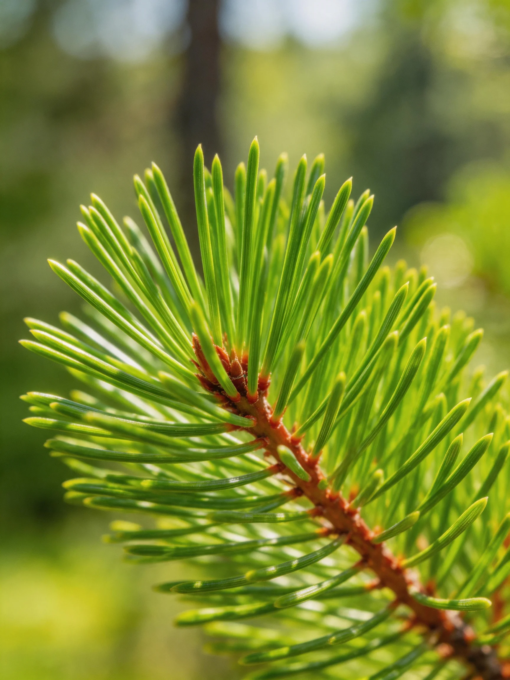 Vibrant Green Pine Needles Illuminated by Natural Light