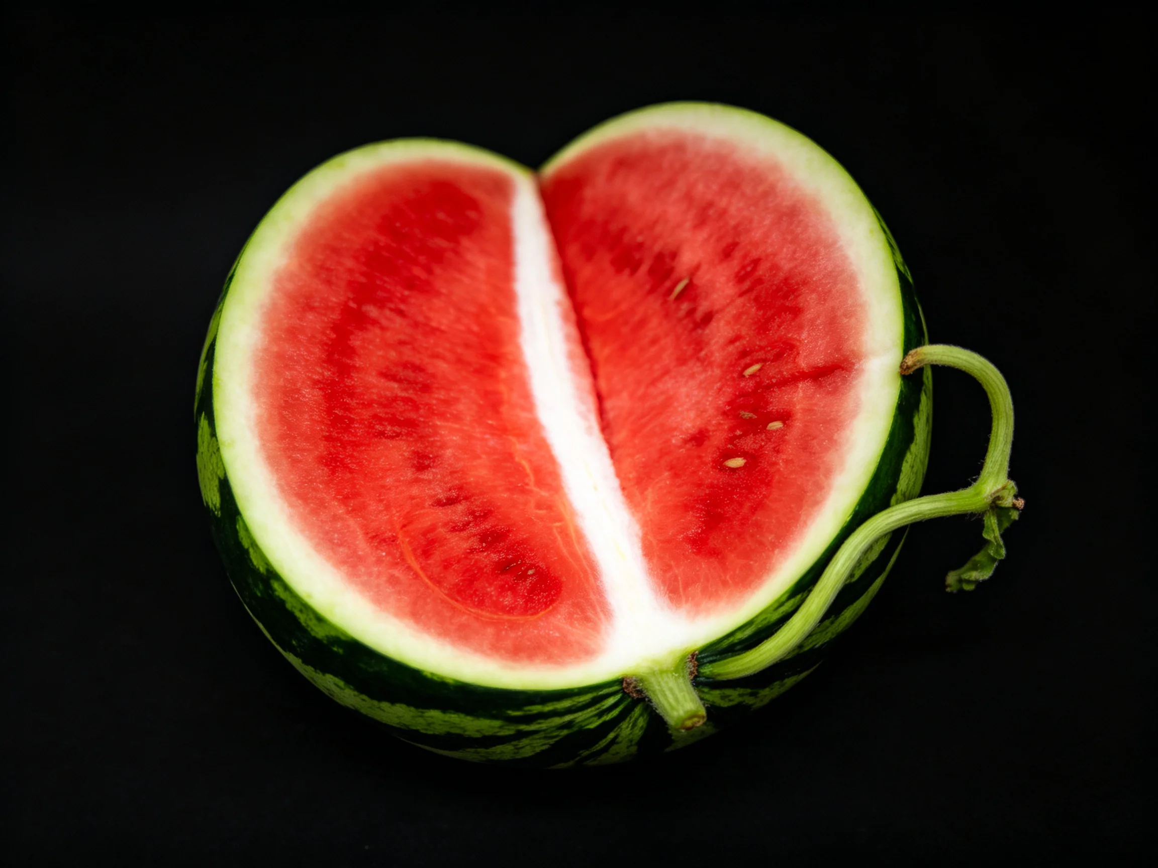 A heart - shaped watermelon cut open to show vibrant red flesh
