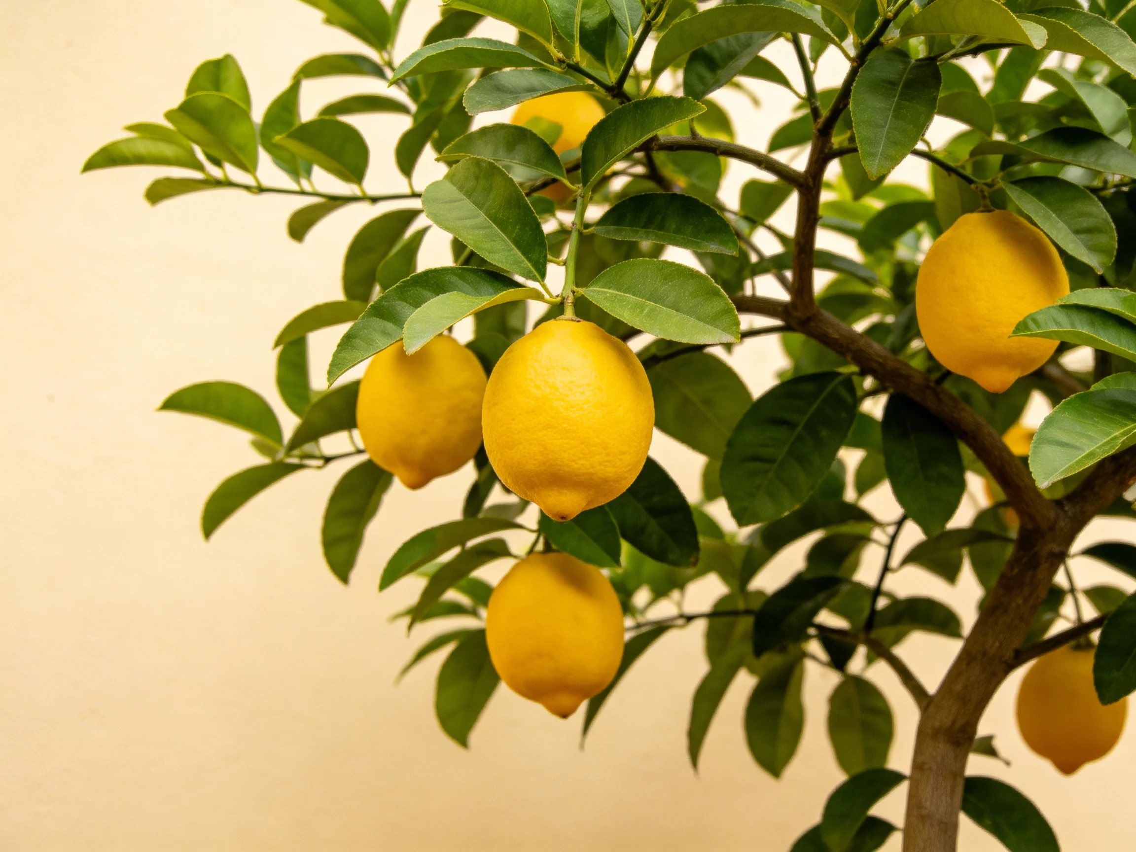 A lush lemon tree bearing vibrant yellow fruits among glossy green foliage