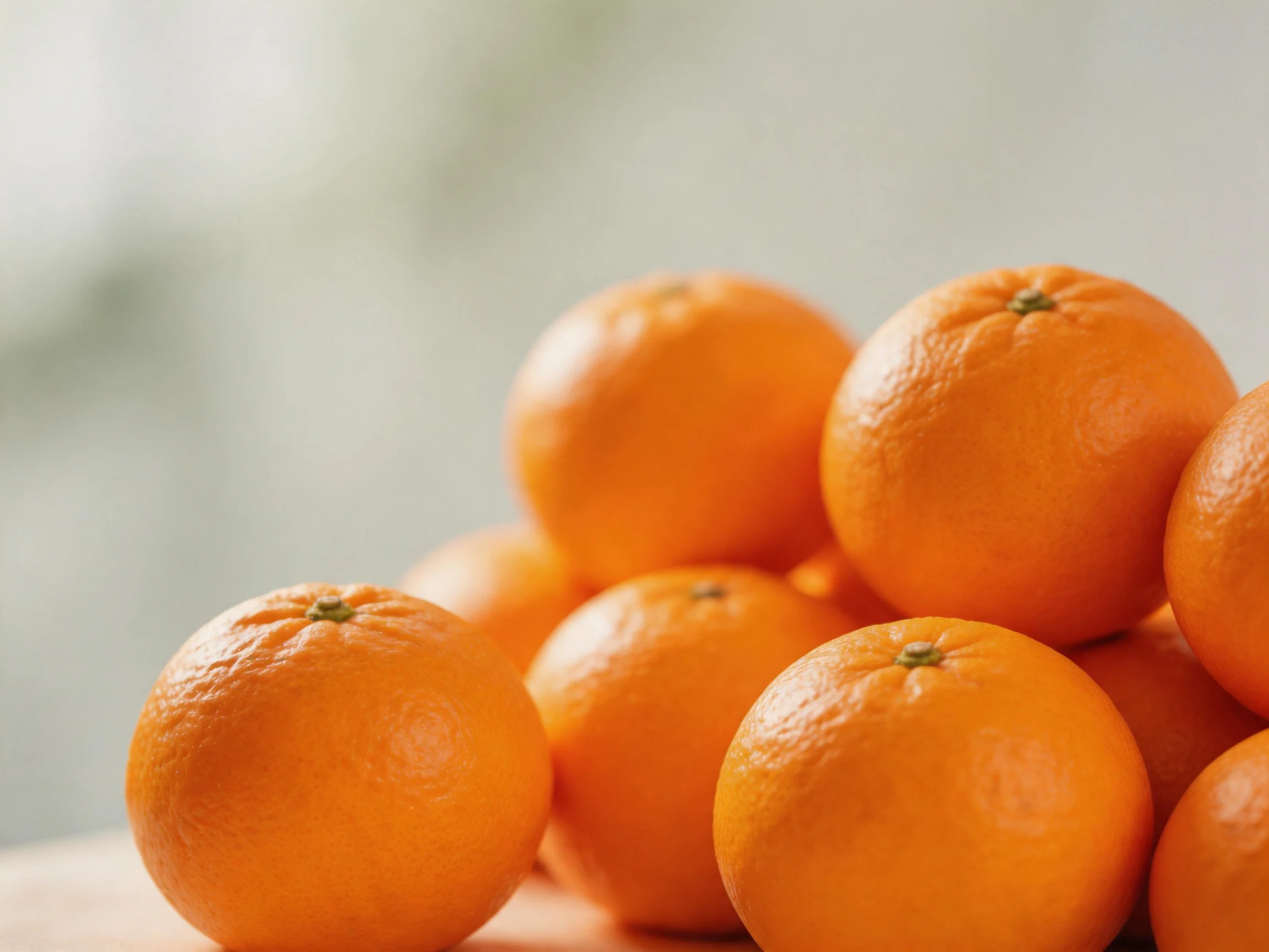 A pile of bright orange citrus fruits stacked closely together