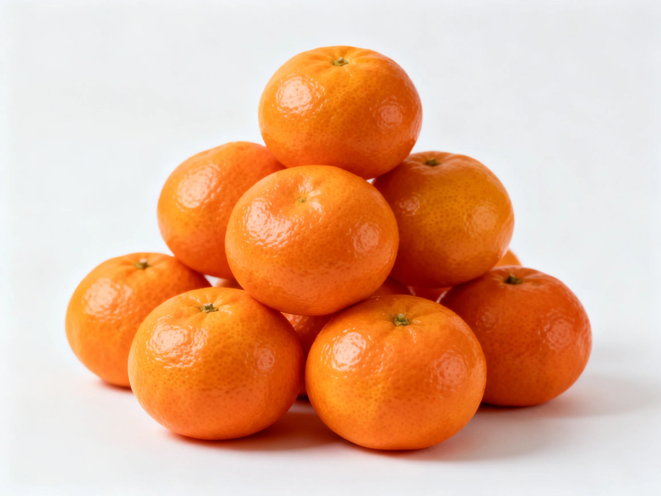 A pyramid of bright orange citrus fruits stacked in layers