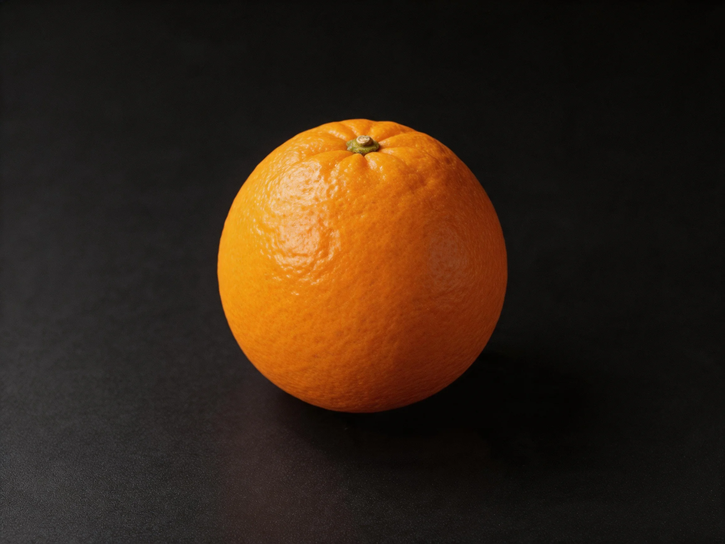 A single vibrant orange citrus fruit centered on a dark backdrop