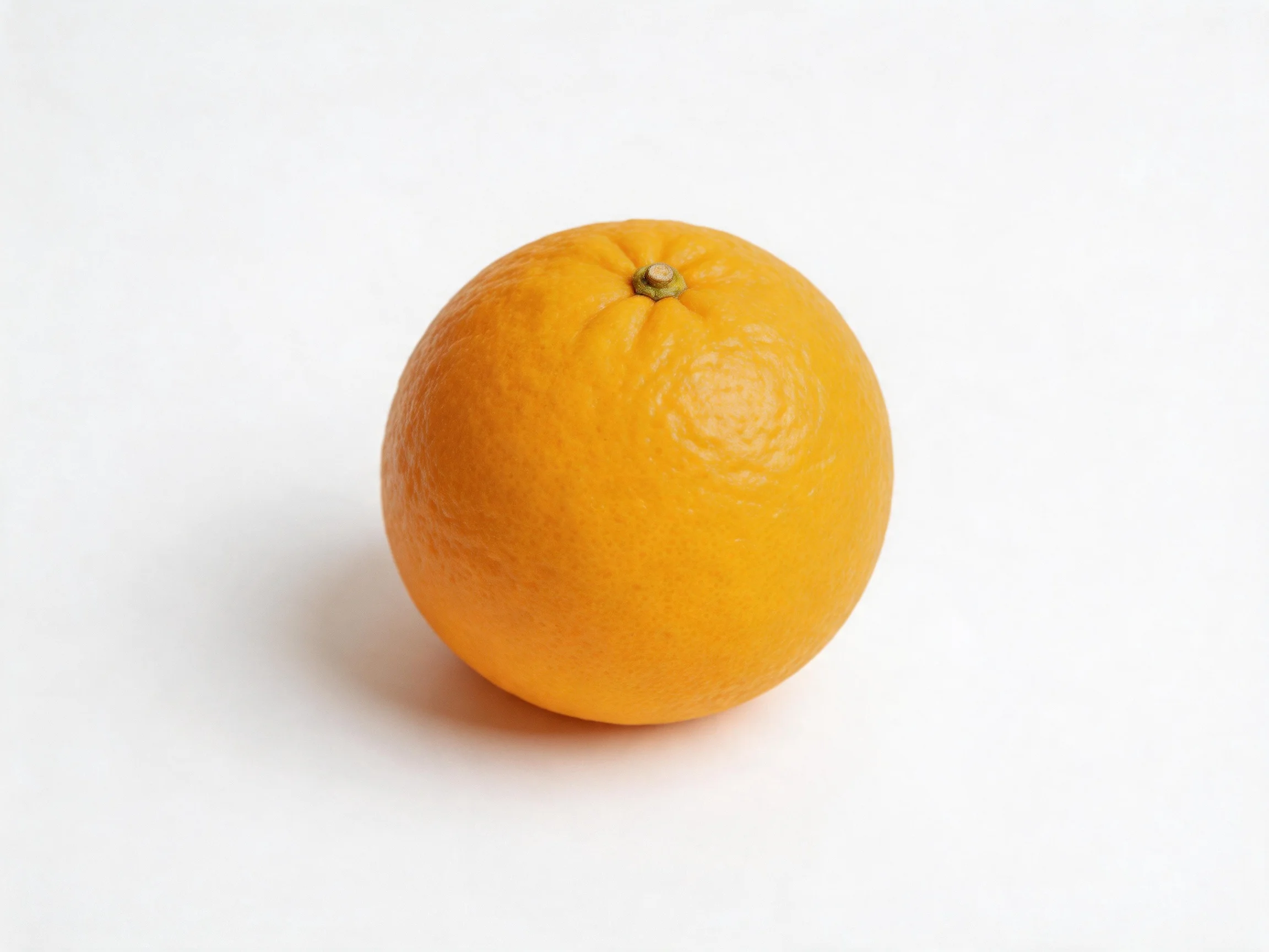 A single vibrant orange fruit centered on a white backdrop