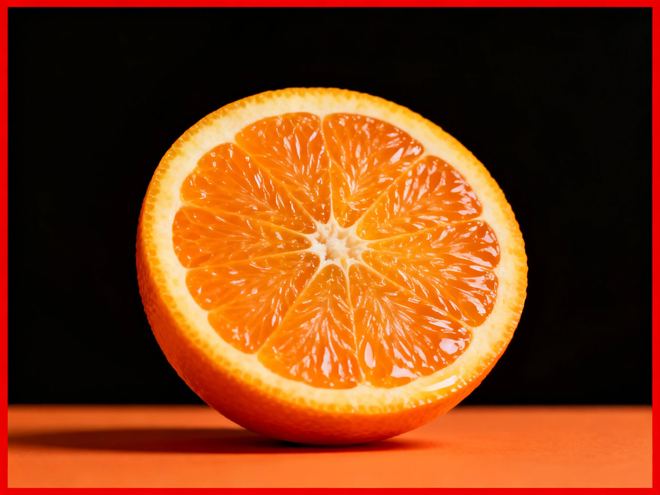 A vibrant orange citrus fruit sliced in half, revealing juicy segments