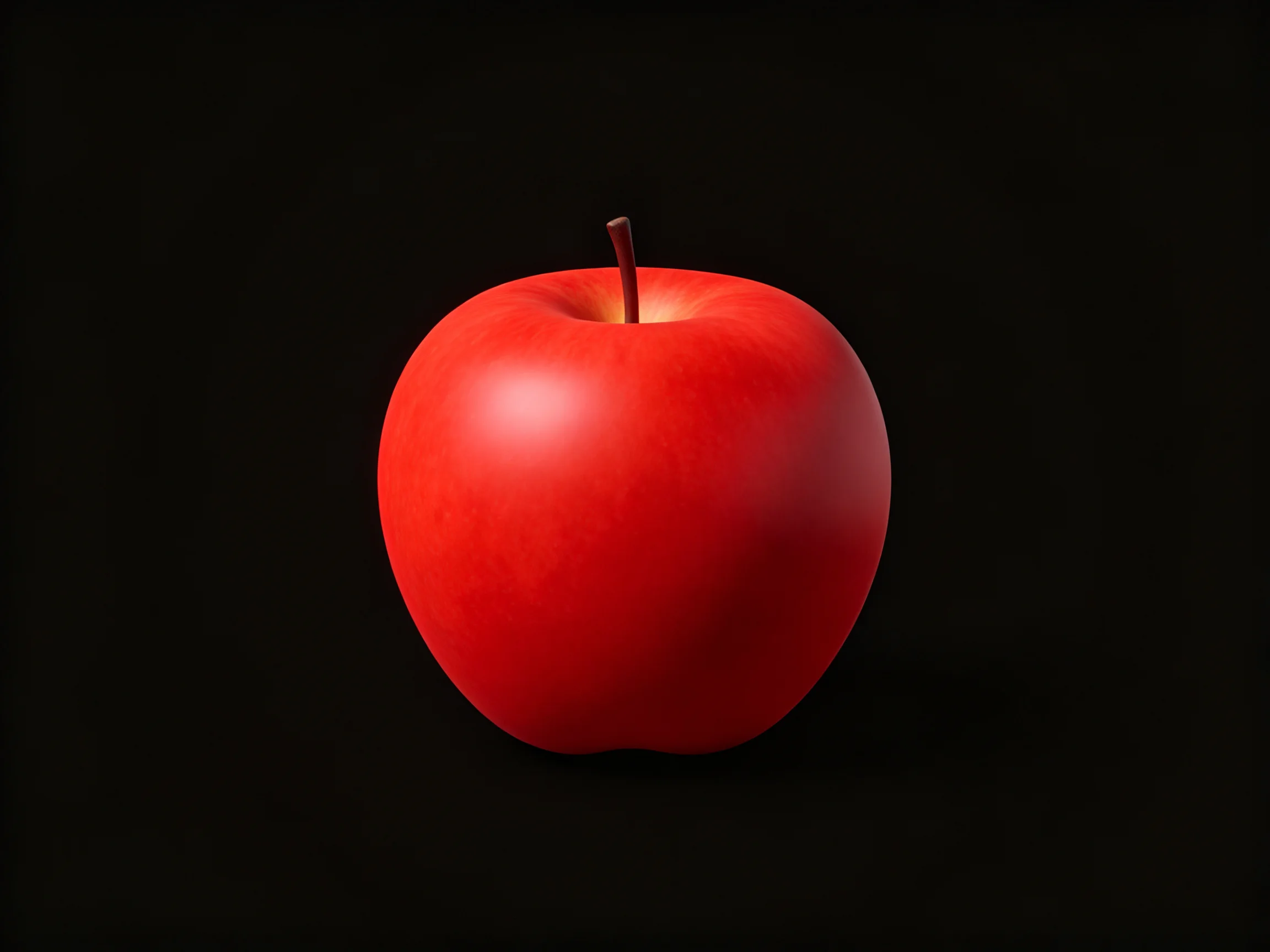 A vibrant red apple centered against a solid black background