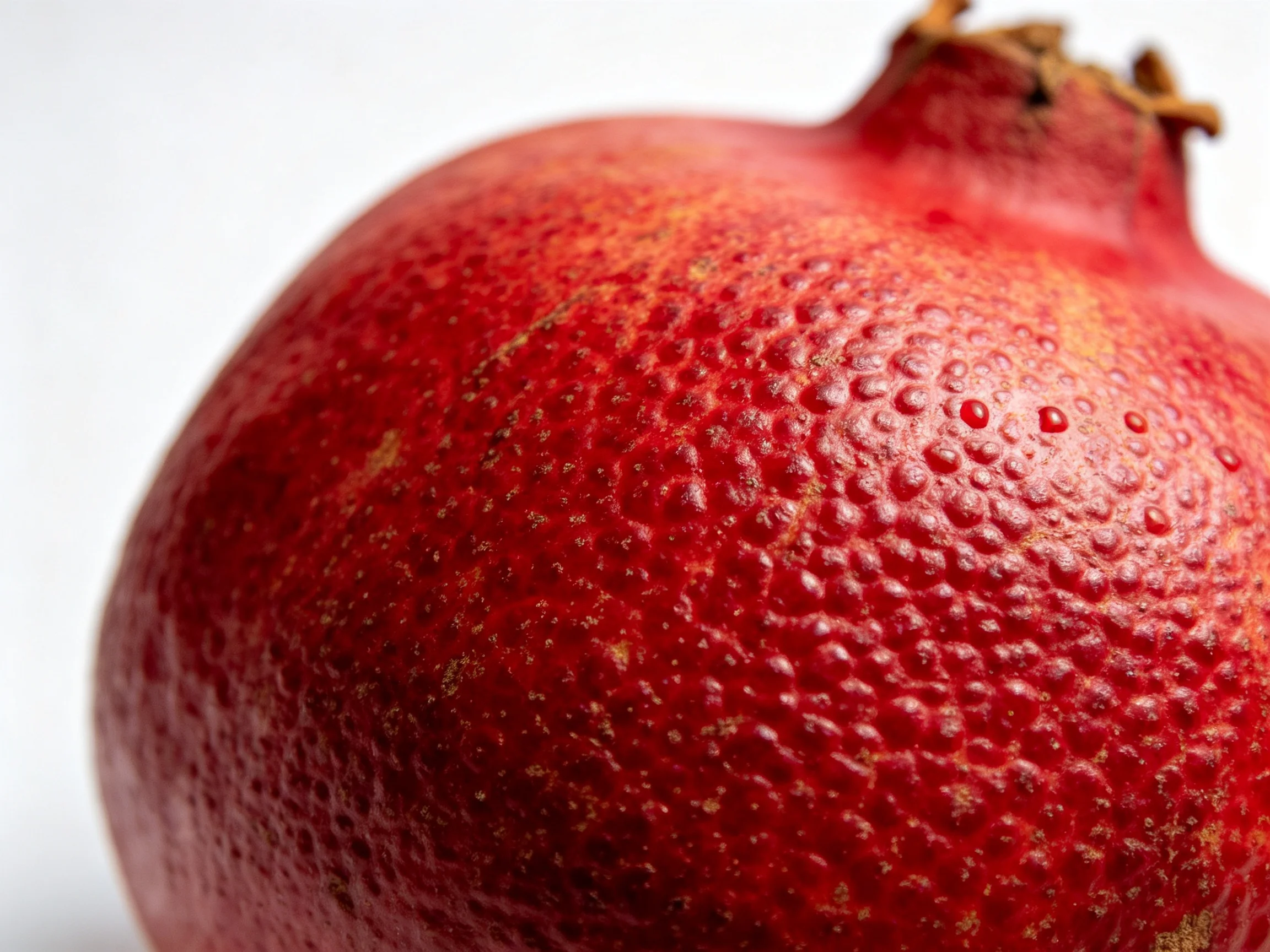 A vibrant red pomegranate with textured, bumpy skin