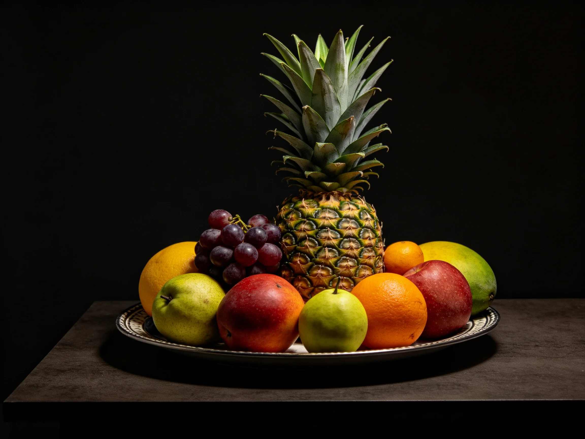 A vibrant still life with assorted tropical fruits