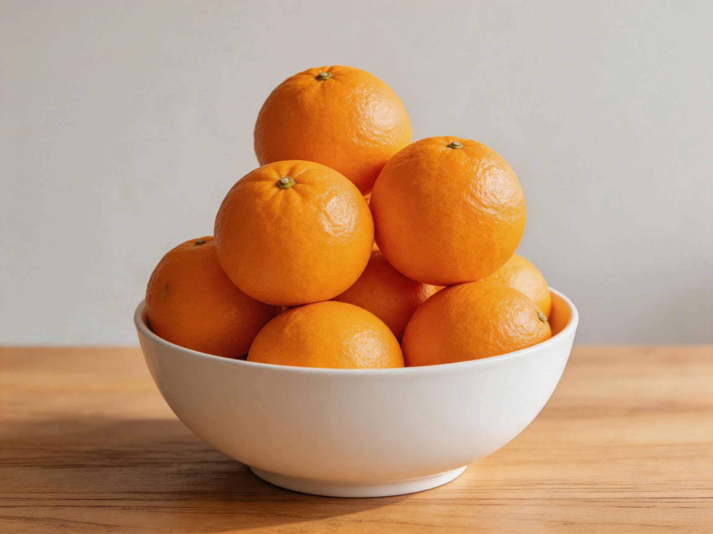 A white ceramic bowl filled with bright orange citrus fruits