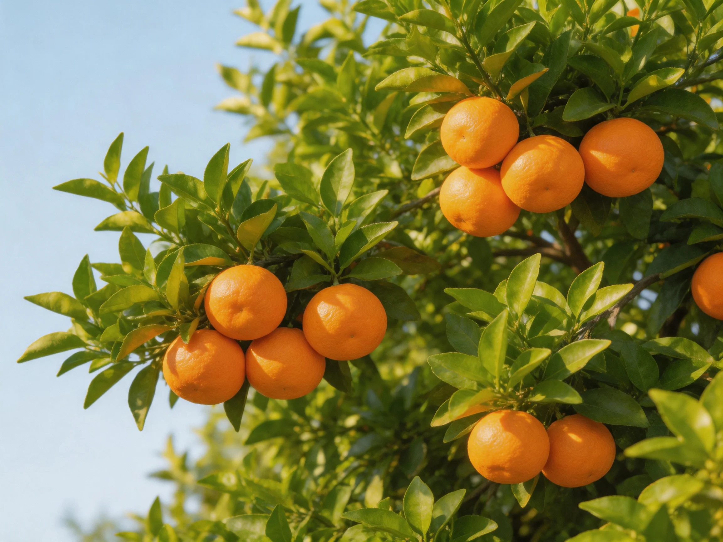 Abundant vibrant oranges cluster on lush green citrus branches