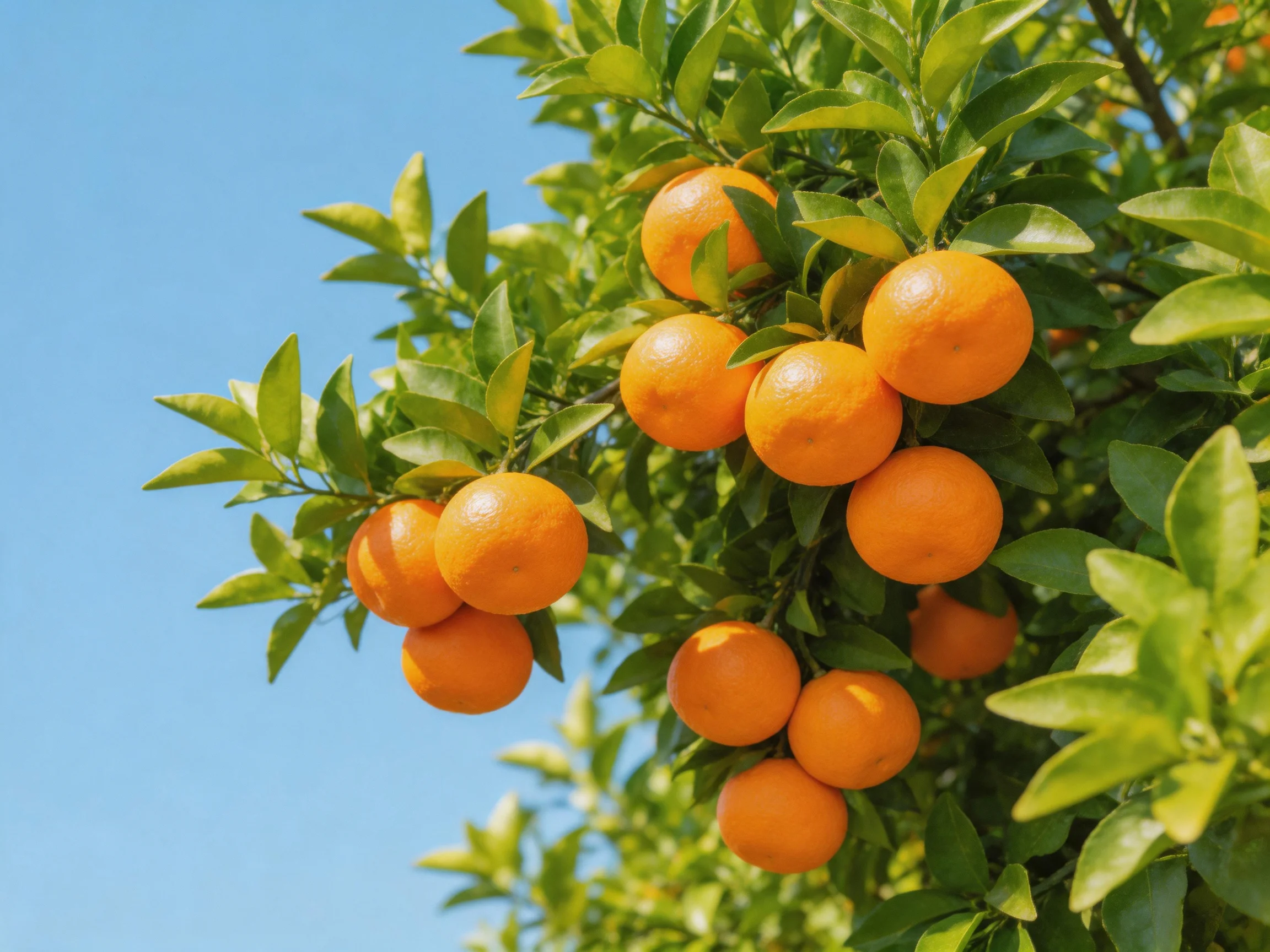 Bountiful orange tree with numerous ripe oranges and green leaves
