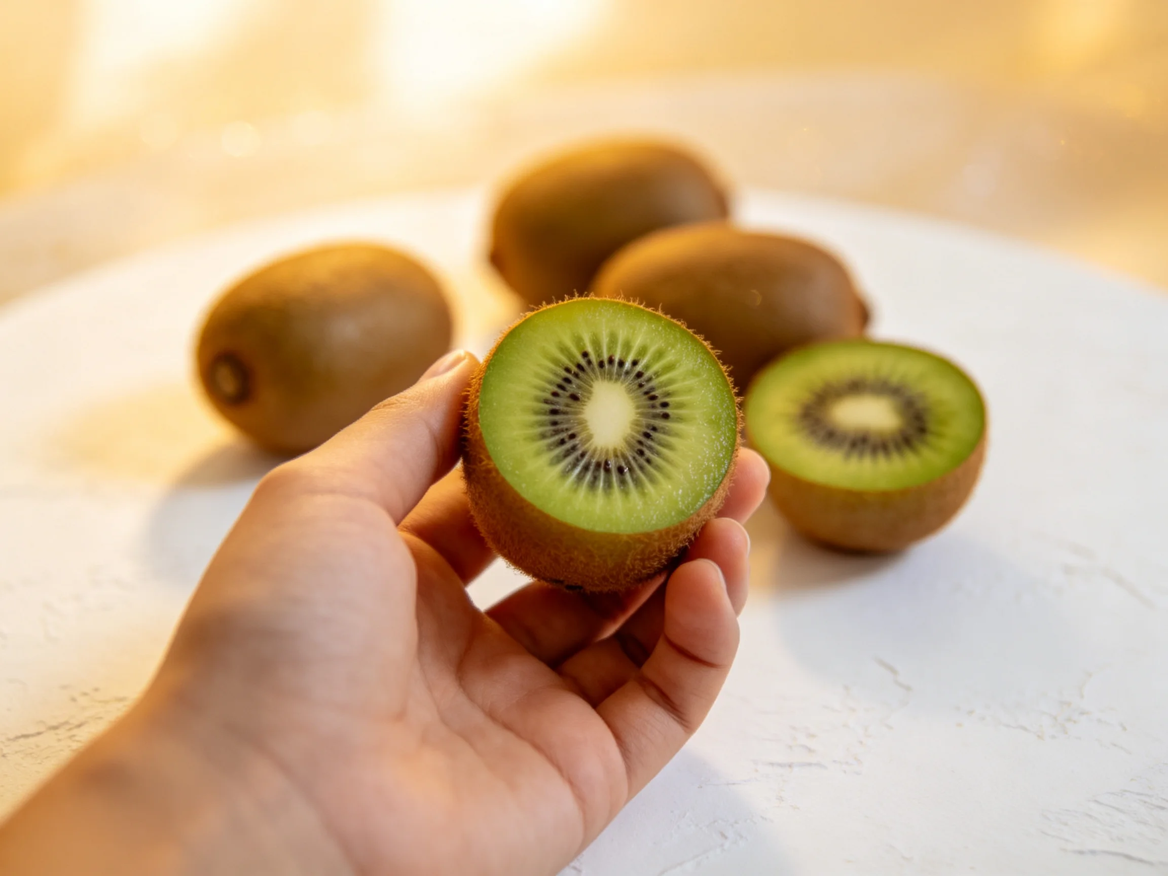 Fresh Kiwis: Whole and Sliced with Vibrant Green Interior