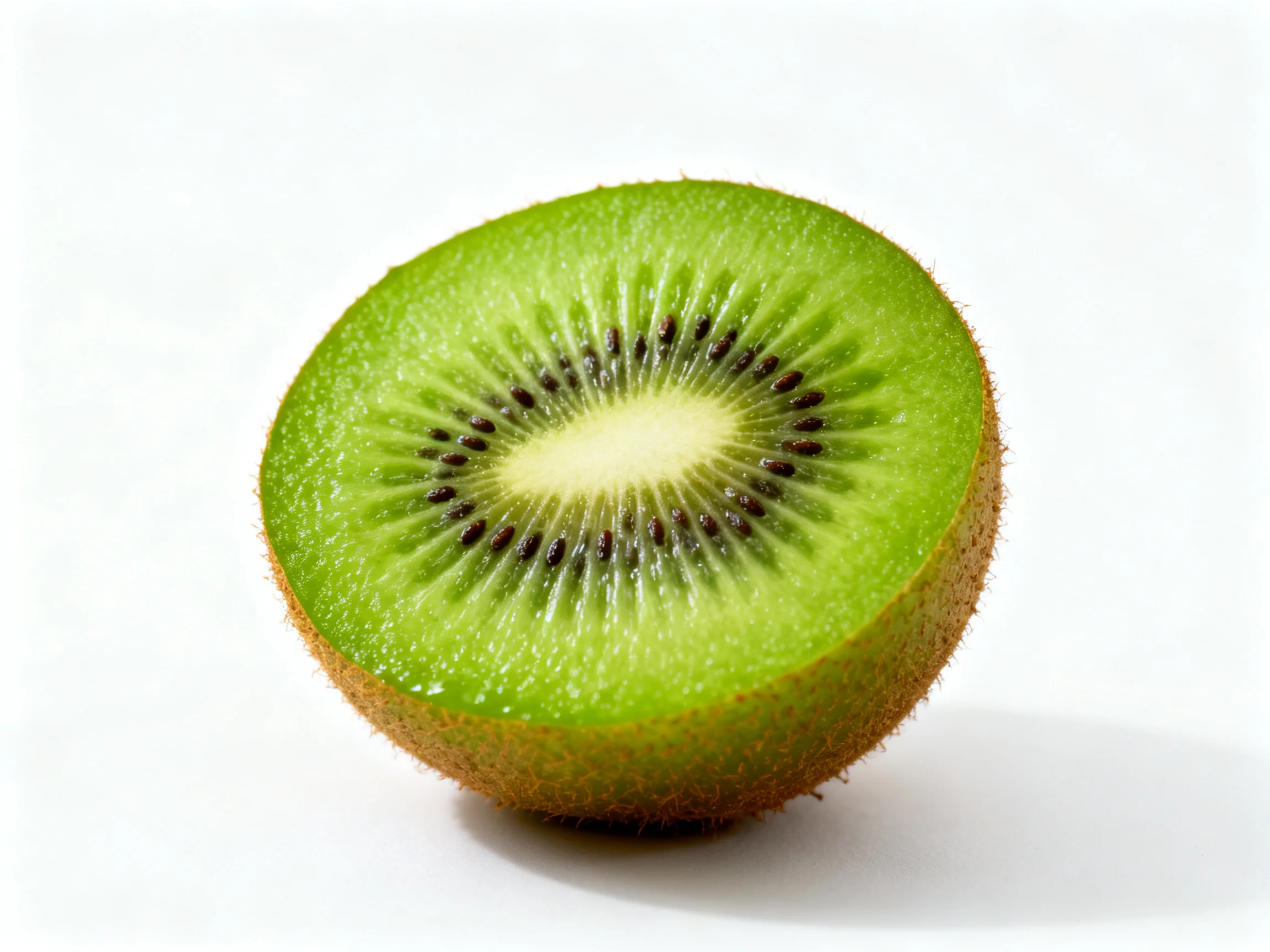 Fresh green kiwi fruit sliced open with vibrant interior